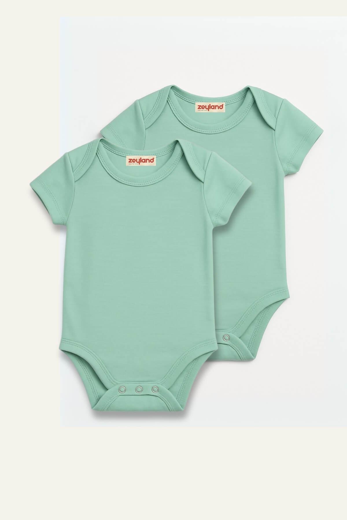 Unisex Bebek İkili Kısa Kol Body - Mint