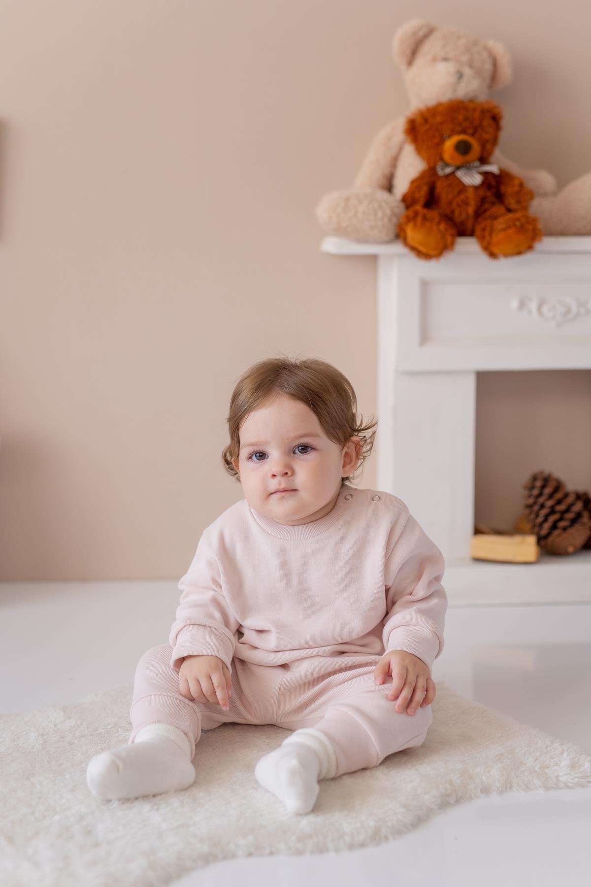 Unisex Bebek Organik İkili Takım - Pudra