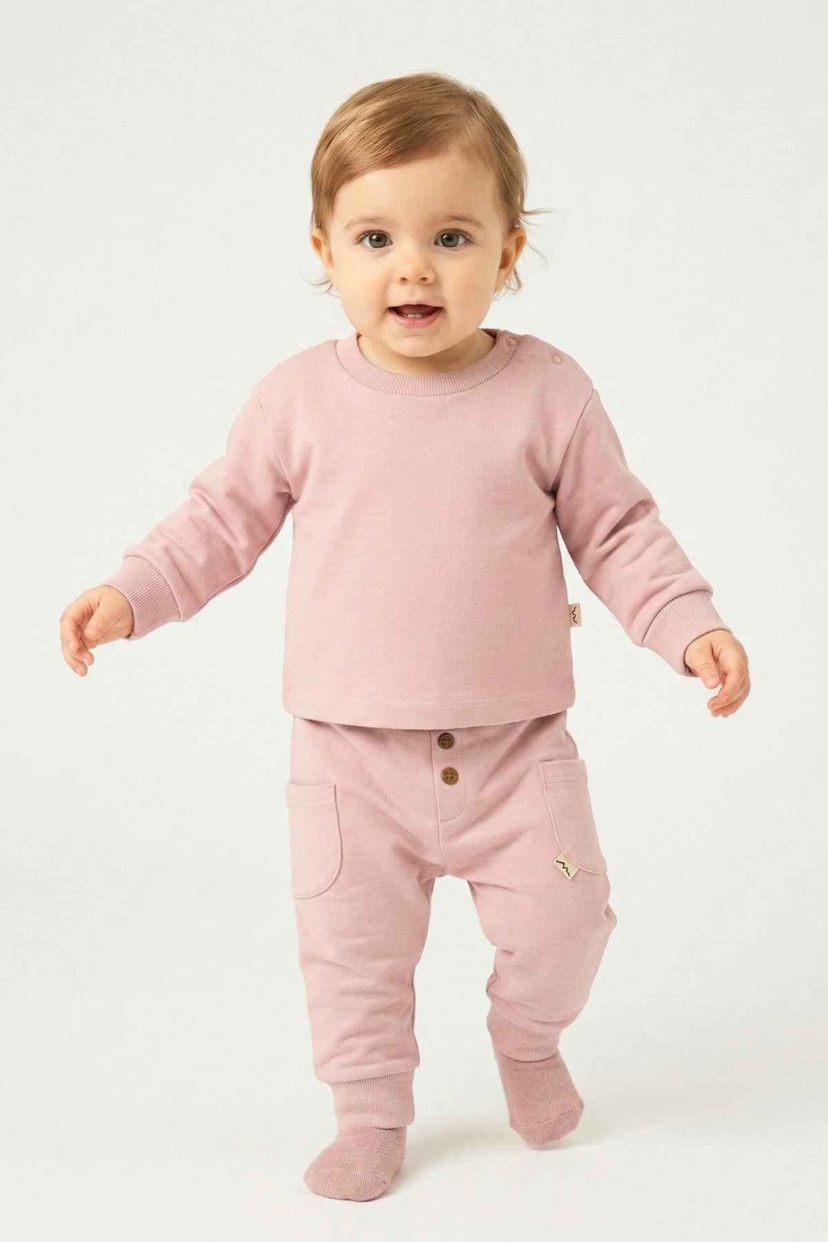 Unisex Bebek Organik İkili Takım - Pudra