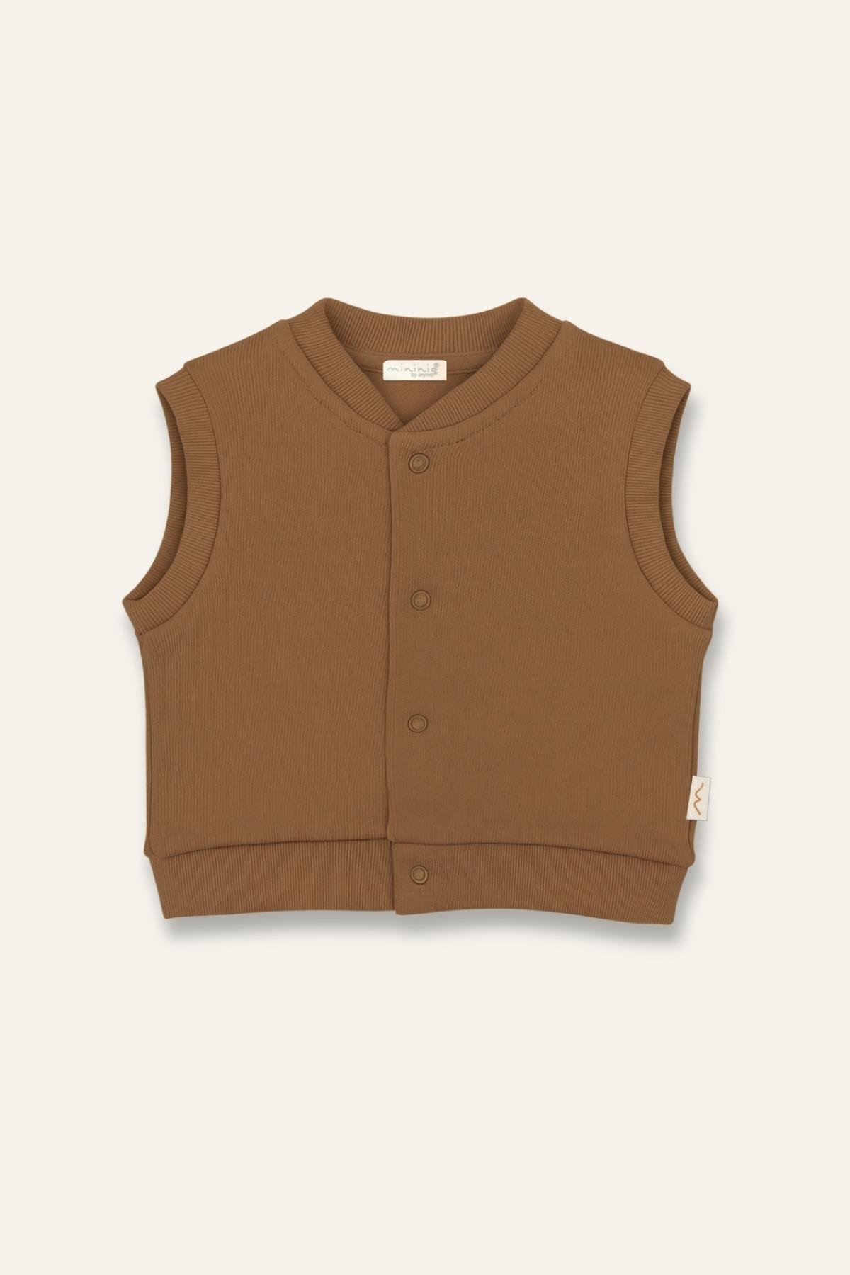 Unisex Bebek Organik Yelek - Bej