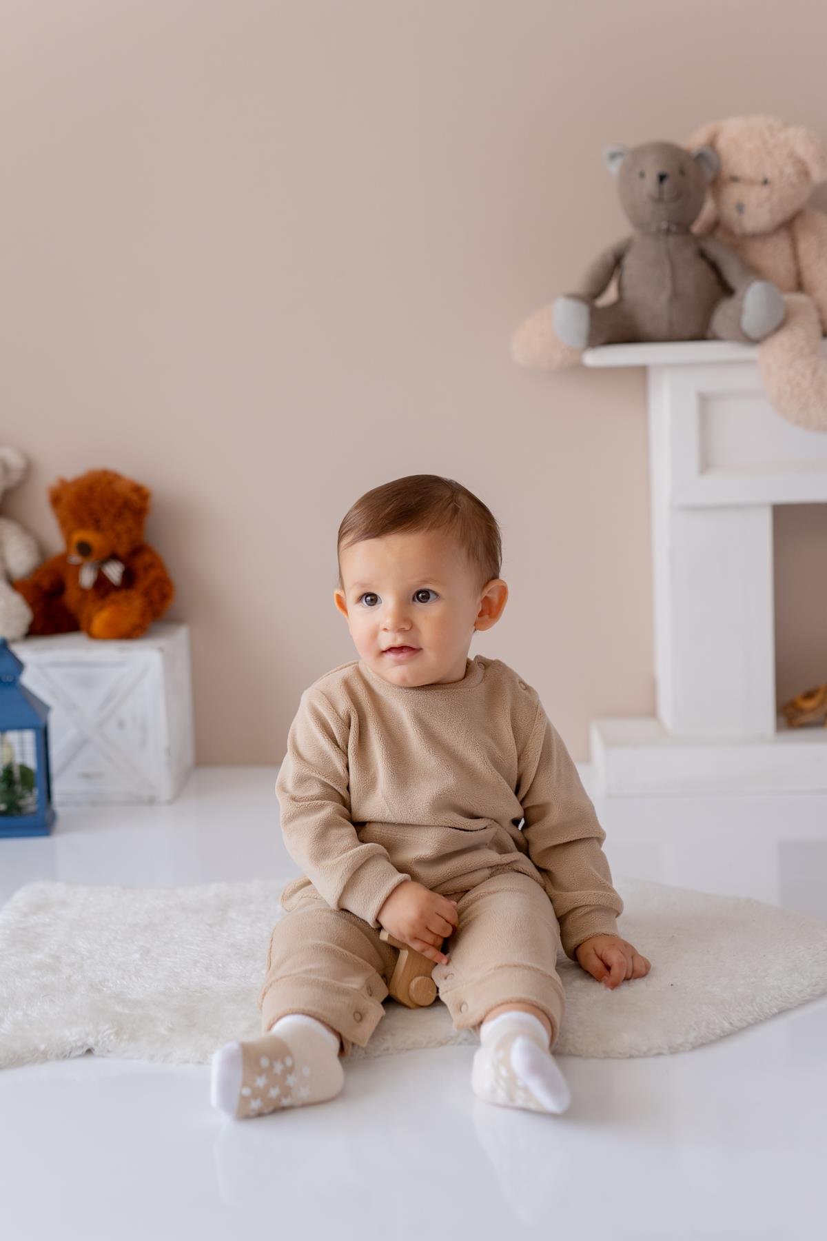 Unisex BebekKanguru Cepli PolarTulum - Bej