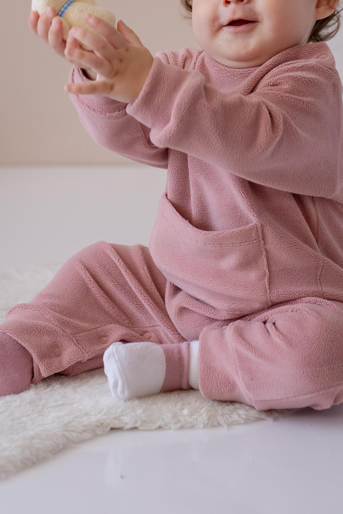 Unisex BebekKanguru Cepli PolarTulum - Pembe