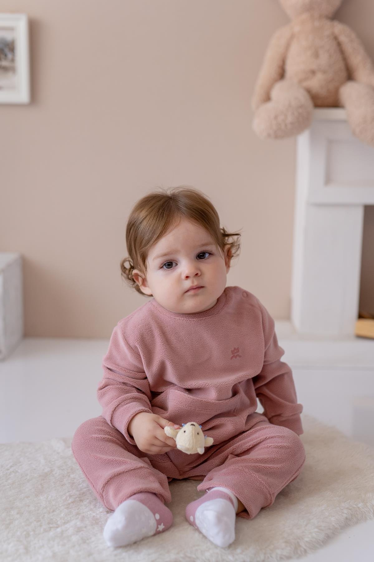 Unisex BebekKanguru Cepli PolarTulum - Pembe