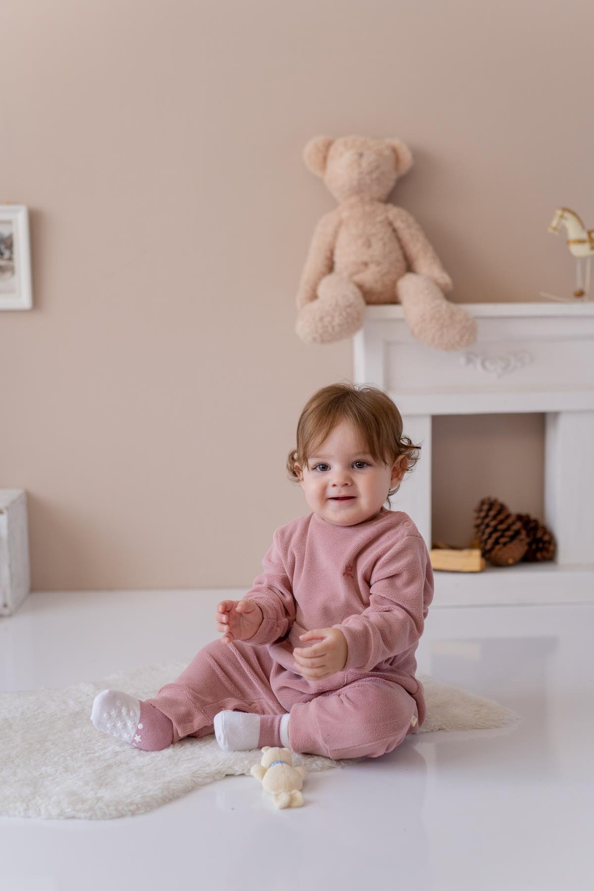 Unisex BebekKanguru Cepli PolarTulum - Pembe