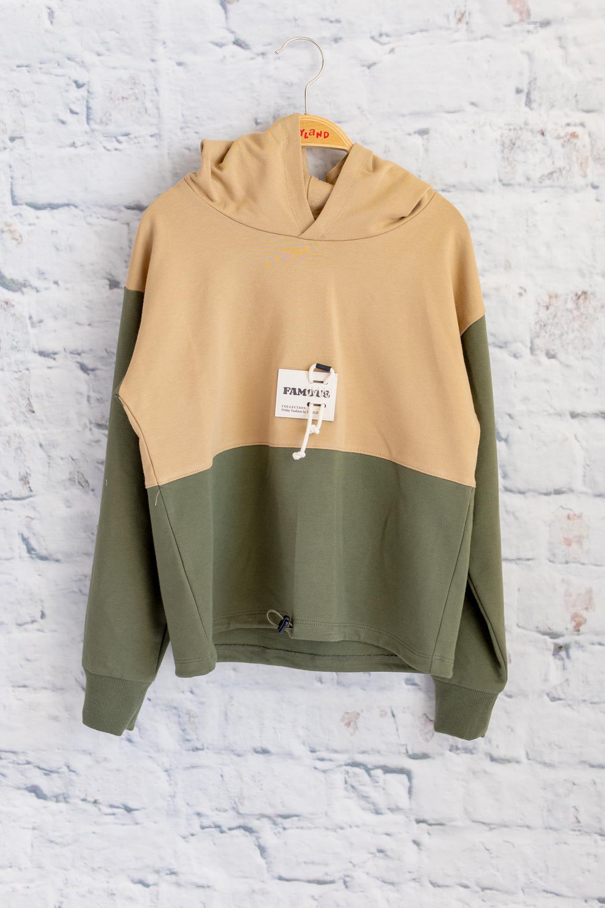 Unisex Çocuk Aksesuar Garni Detaylı Sweatshirt - Haki