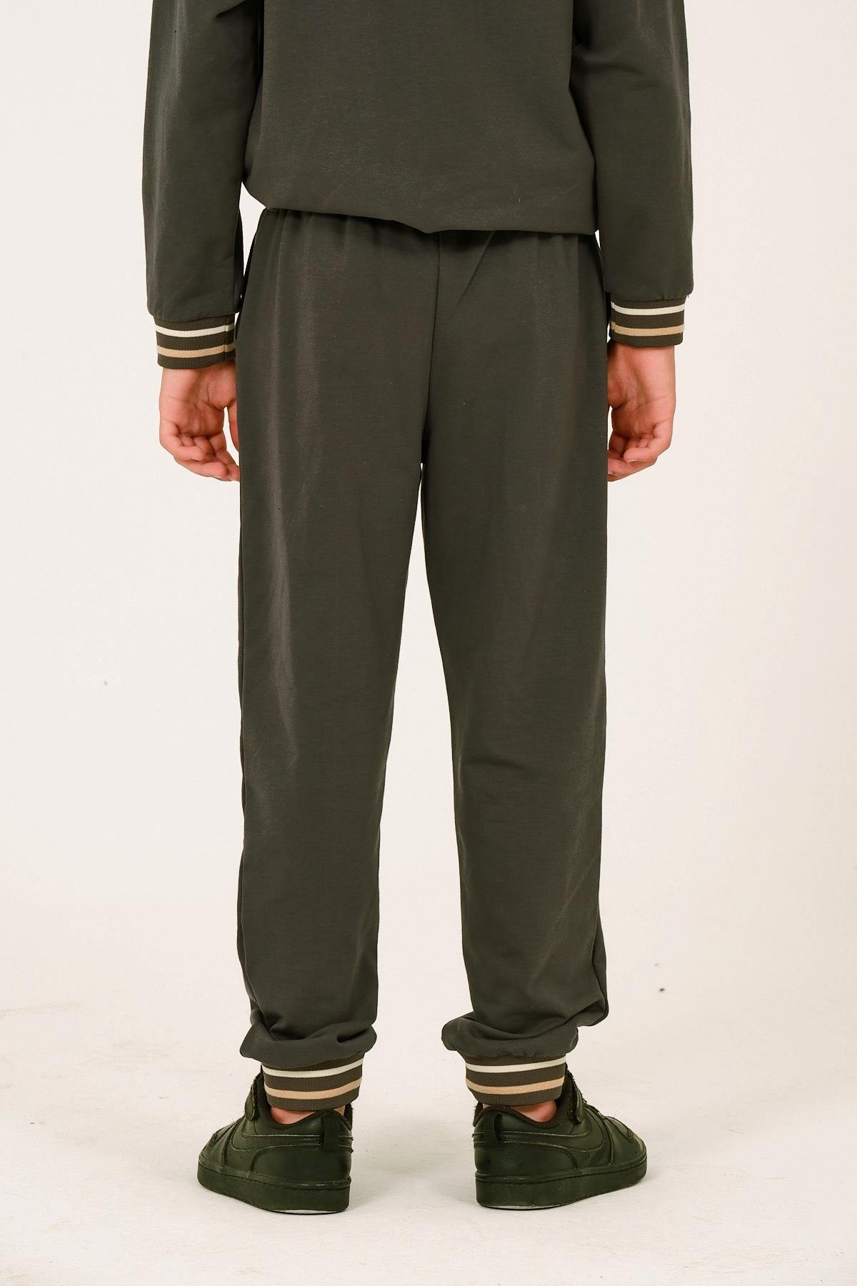 Unisex Çocuk Baskı Detaylı Eşofman Altı - Haki