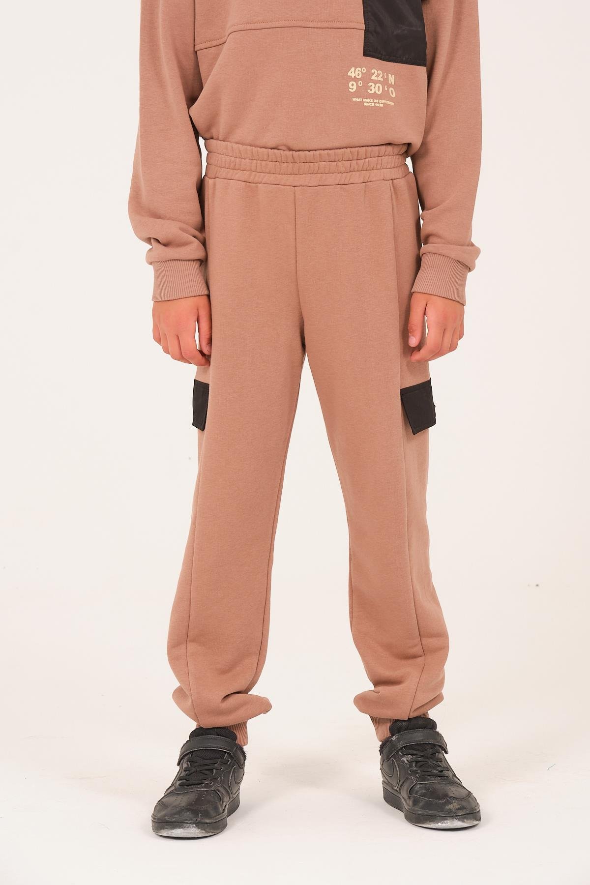 Unisex Çocuk Cep Detaylı Eşofman Altı - Vizon