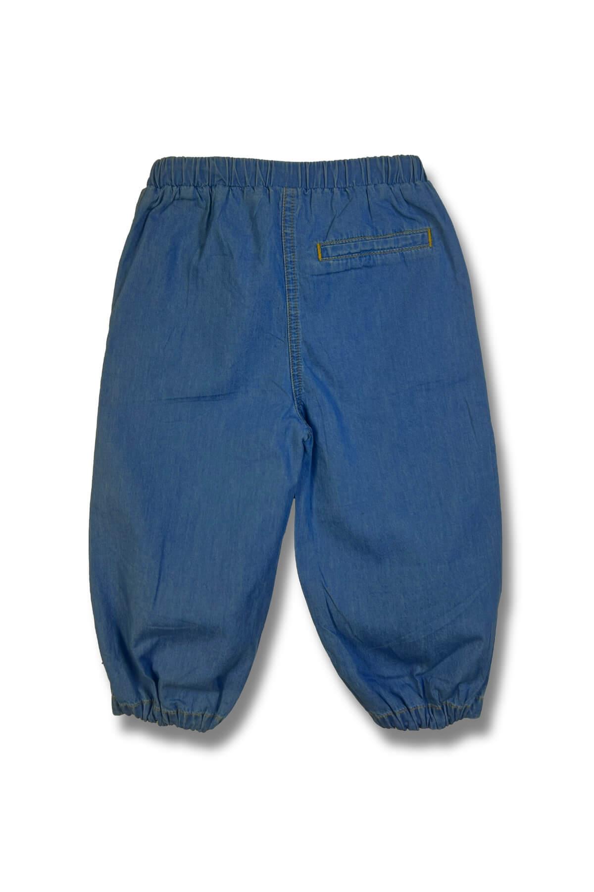 Unisex Çocuk Denim Kargo Pantolon - İndigo