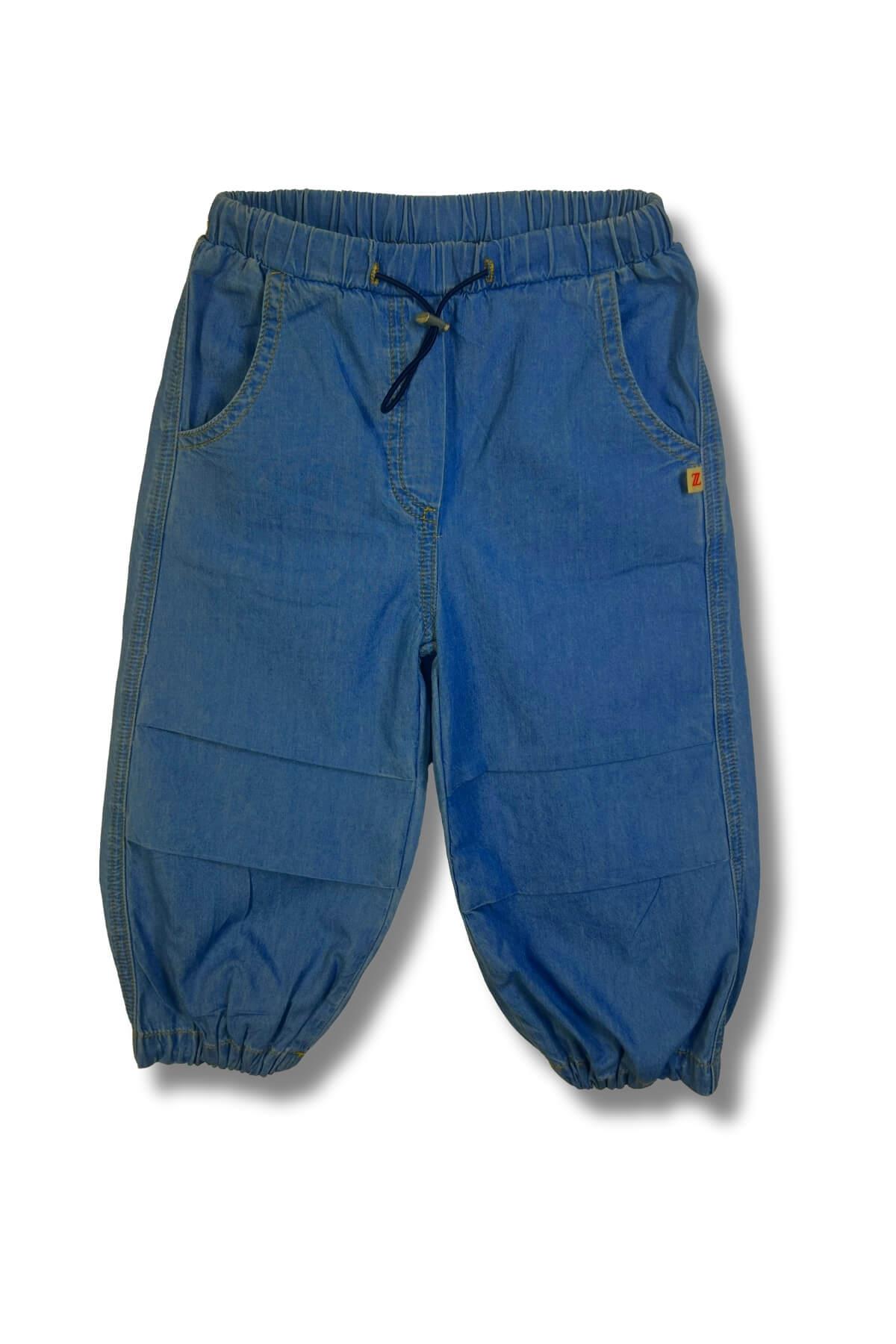 Unisex Çocuk Denim Kargo Pantolon - İndigo