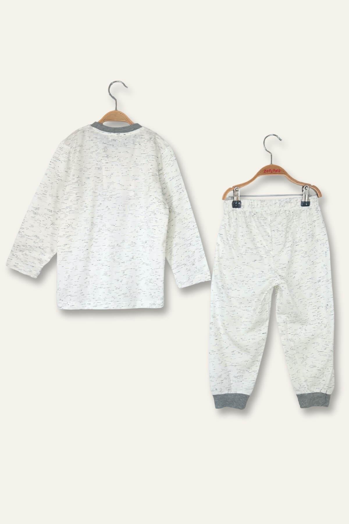Unisex Çocuk Desenli Pijama Takımı - Antrasit