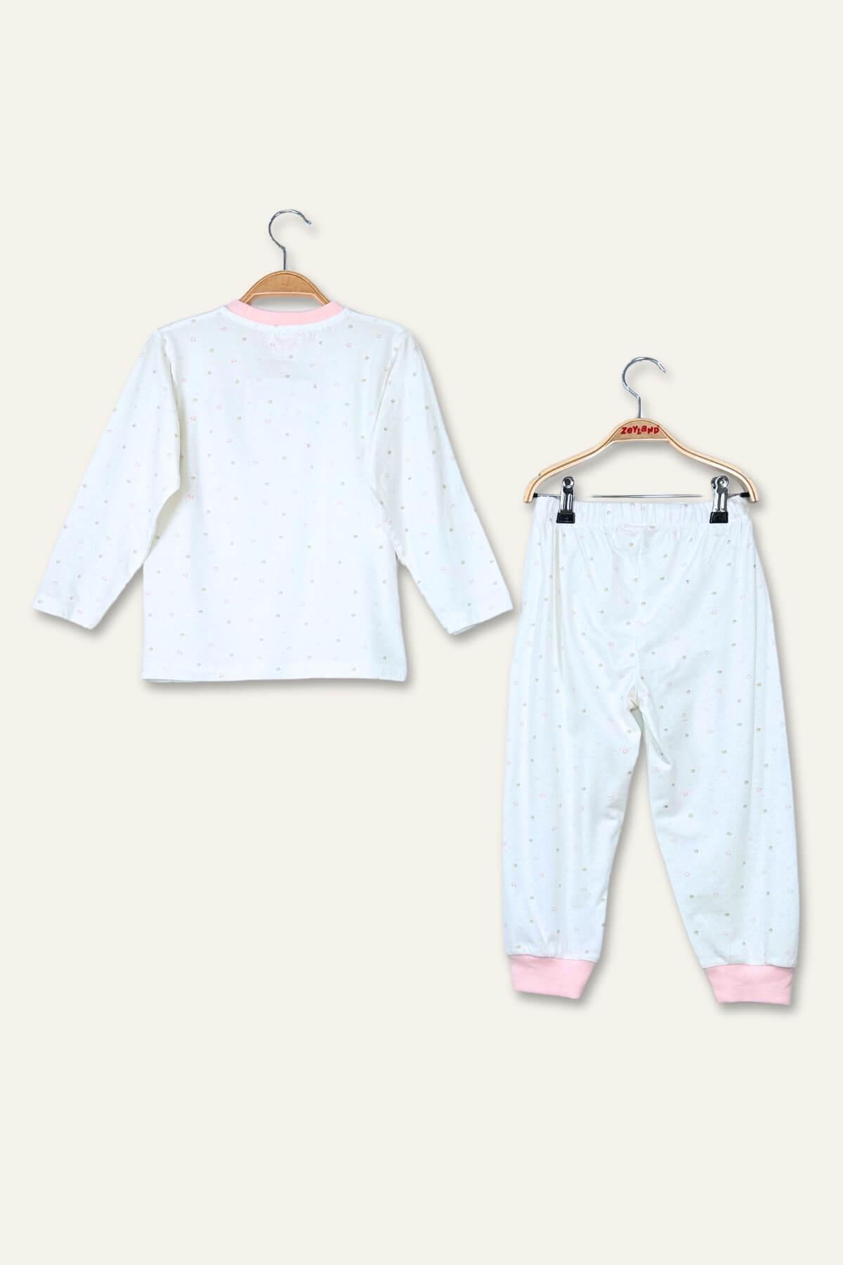 Unisex Çocuk Desenli Pijama Takımı - Ekru