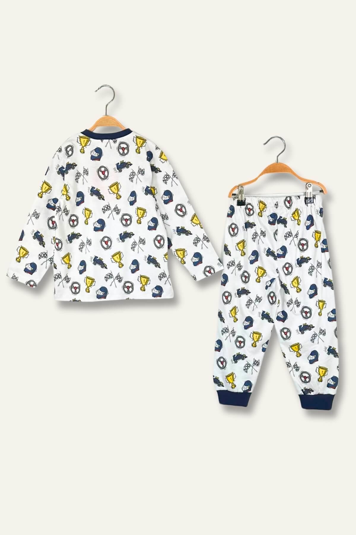 Unisex Çocuk Desenli Pijama Takımı - Lacivert