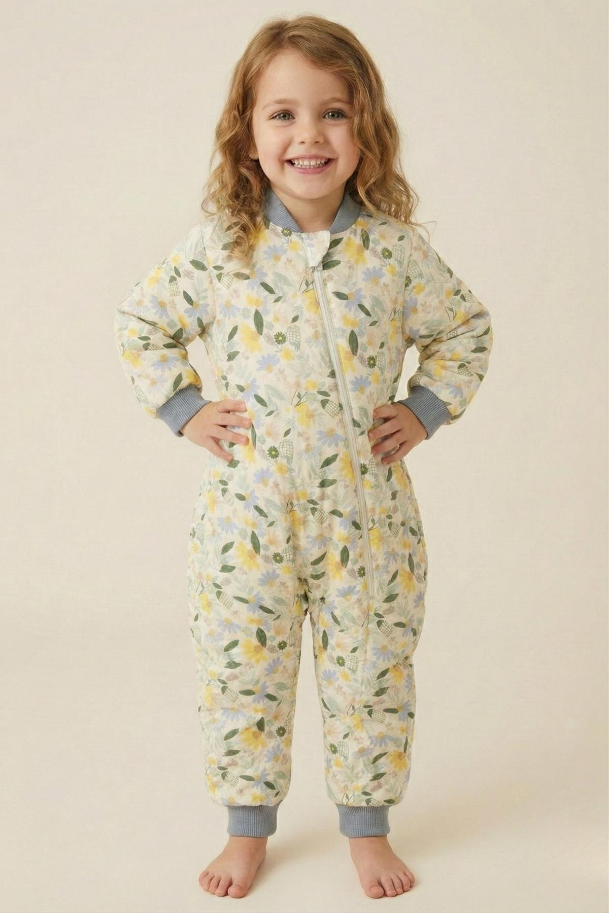 Unisex Çocuk Elyaf Dolgulu Uyku Tulumu  - Mavi