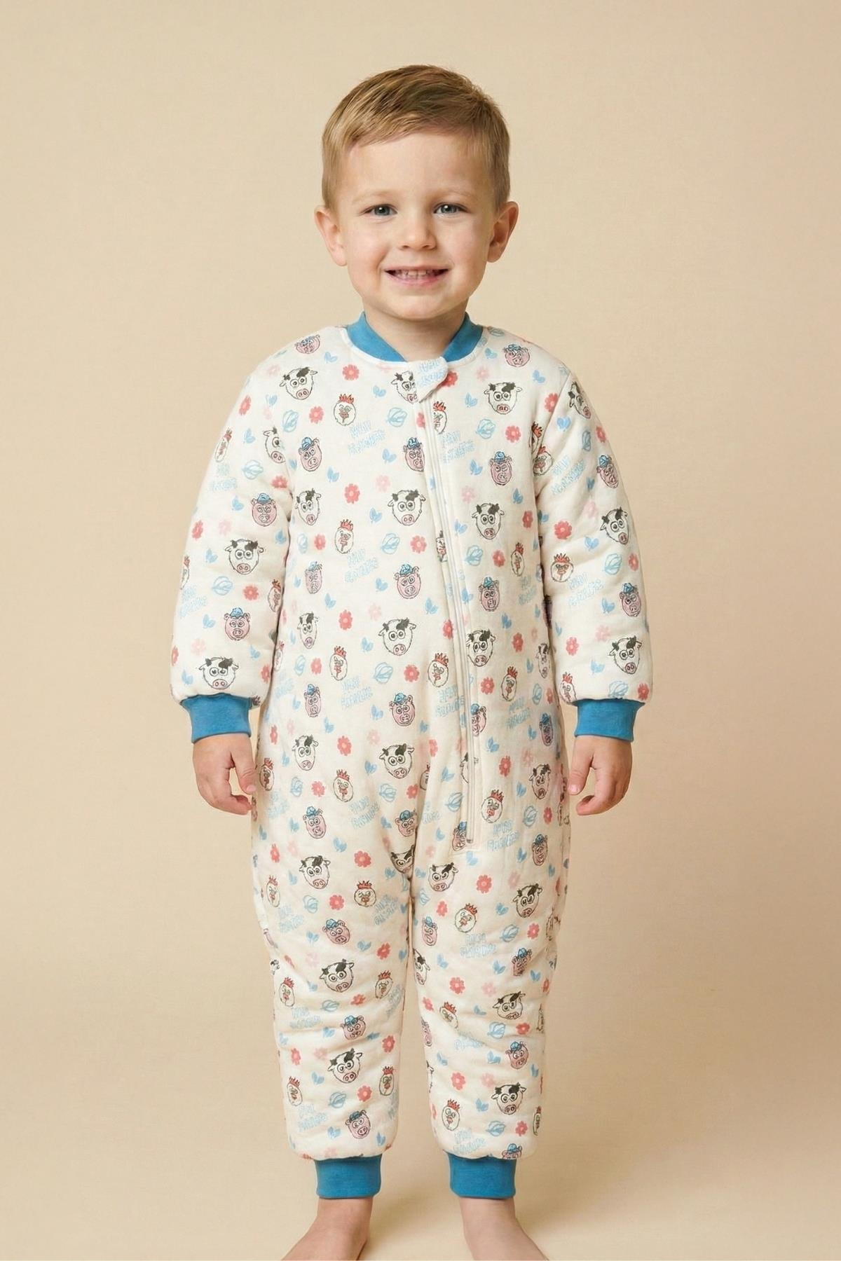 Unisex Çocuk Elyaf Dolgulu Uyku Tulumu  - Ecru