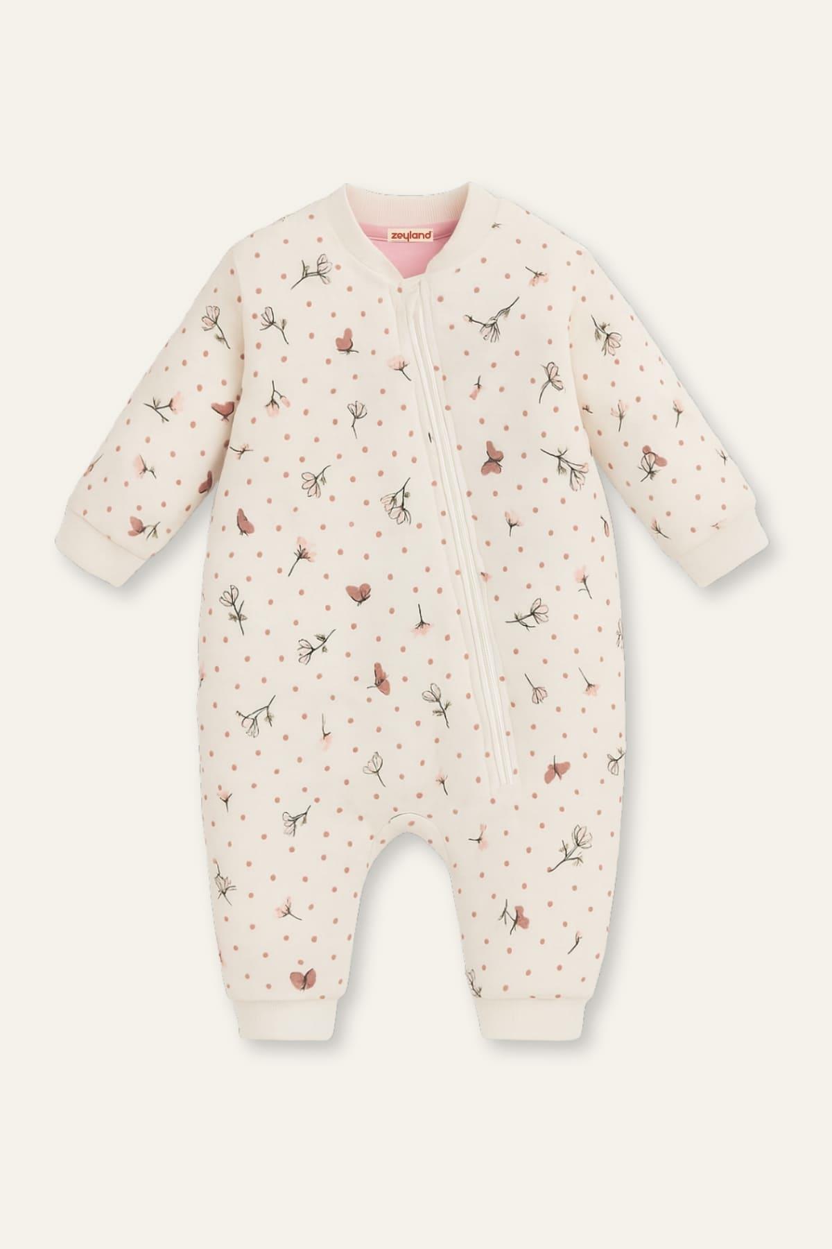 Unisex Çocuk Elyaf Dolgulu Uyku Tulumu  - Pembe Çiçekli