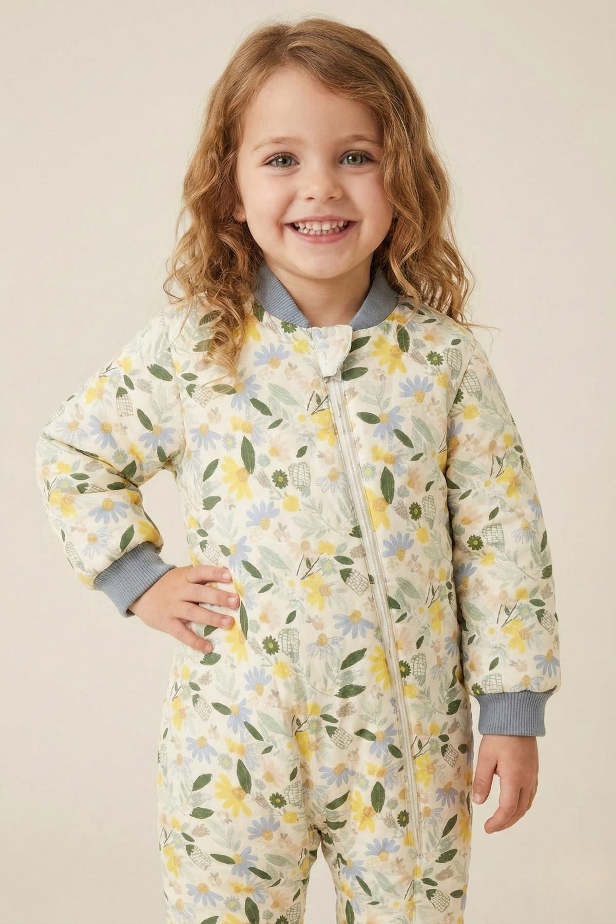 Unisex Çocuk Elyaf Dolgulu Uyku Tulumu  - Mavi