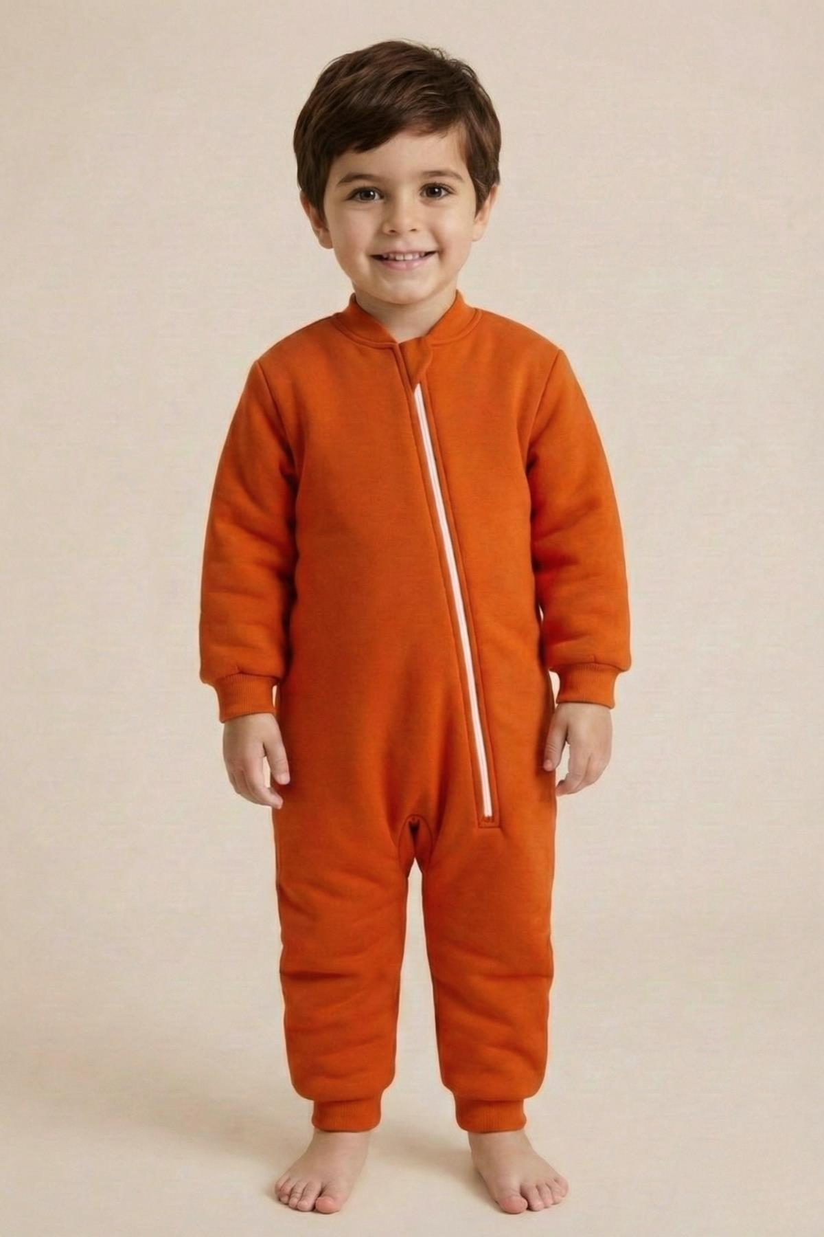 Unisex Çocuk Elyaf Dolgulu Uyku Tulumu  - Kiremit