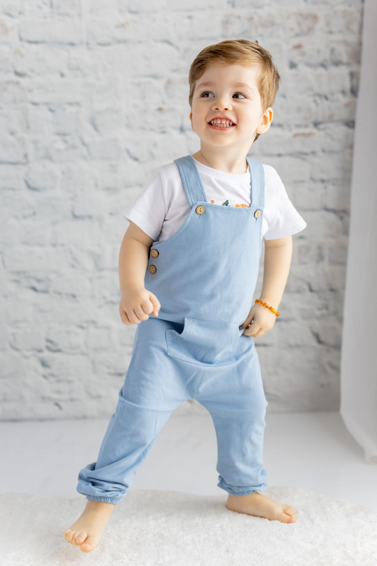 Unisex Çocuk Kanguru Cepli Salopet (1-7yaş)