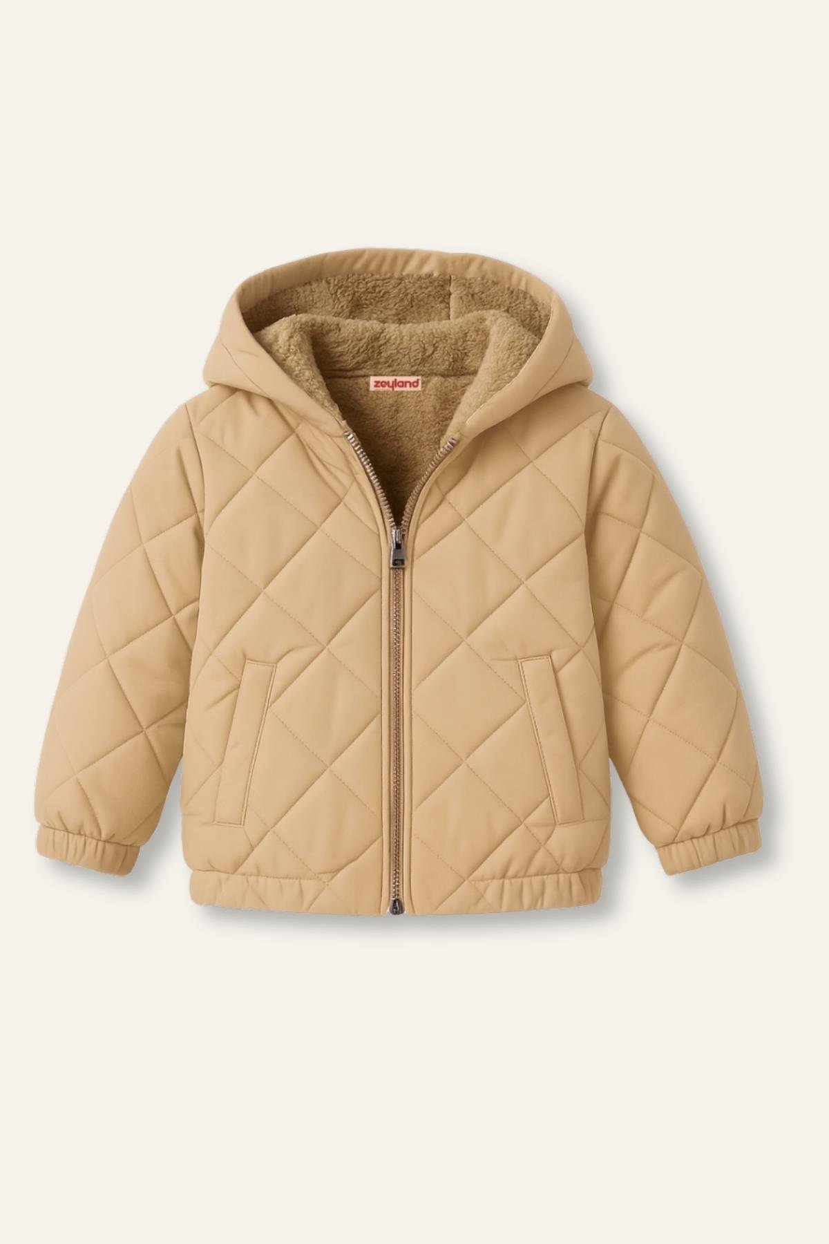 Unisex Çocuk Kapüşonlu Mont - Bej