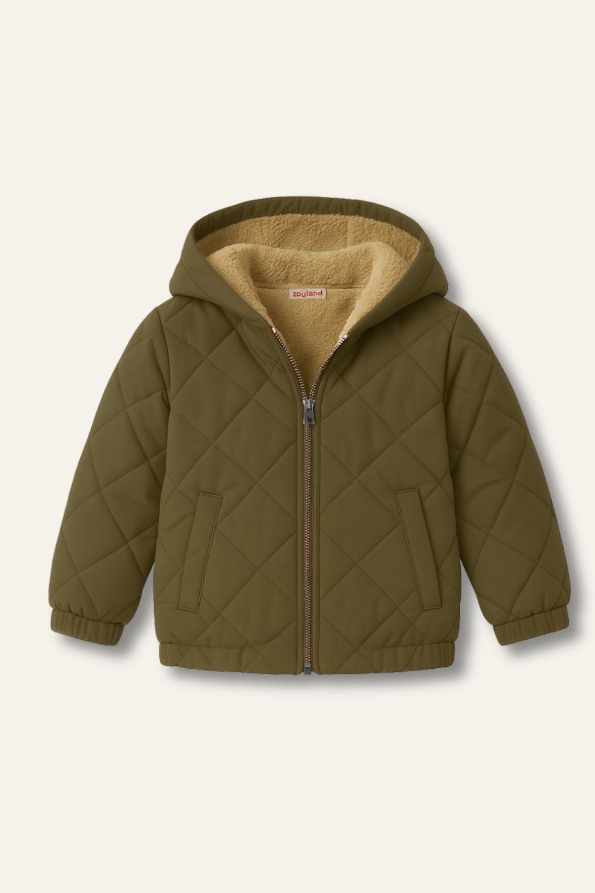 Unisex Çocuk Kapüşonlu Mont - Yeşil