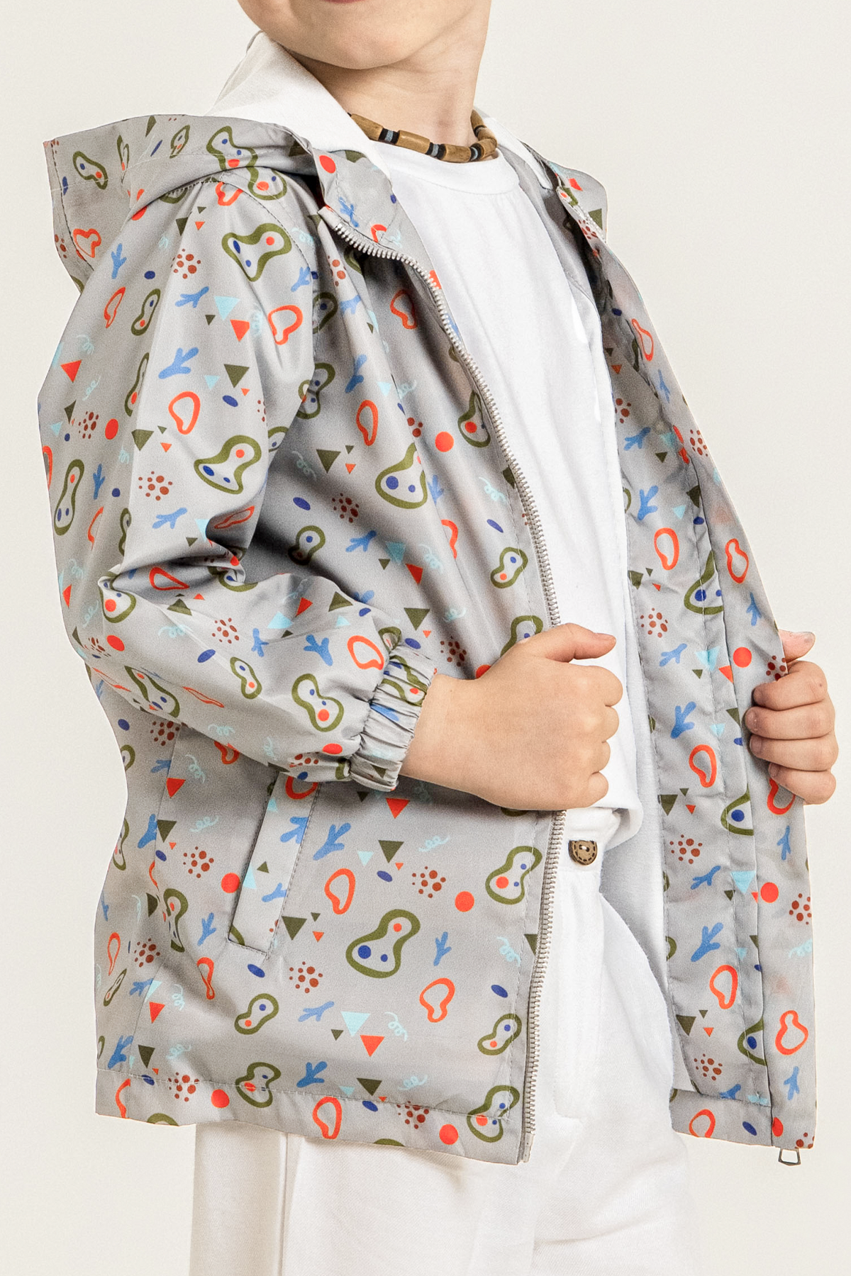 Unisex Çocuk Kapüşonlu Yağmurluk - Gri