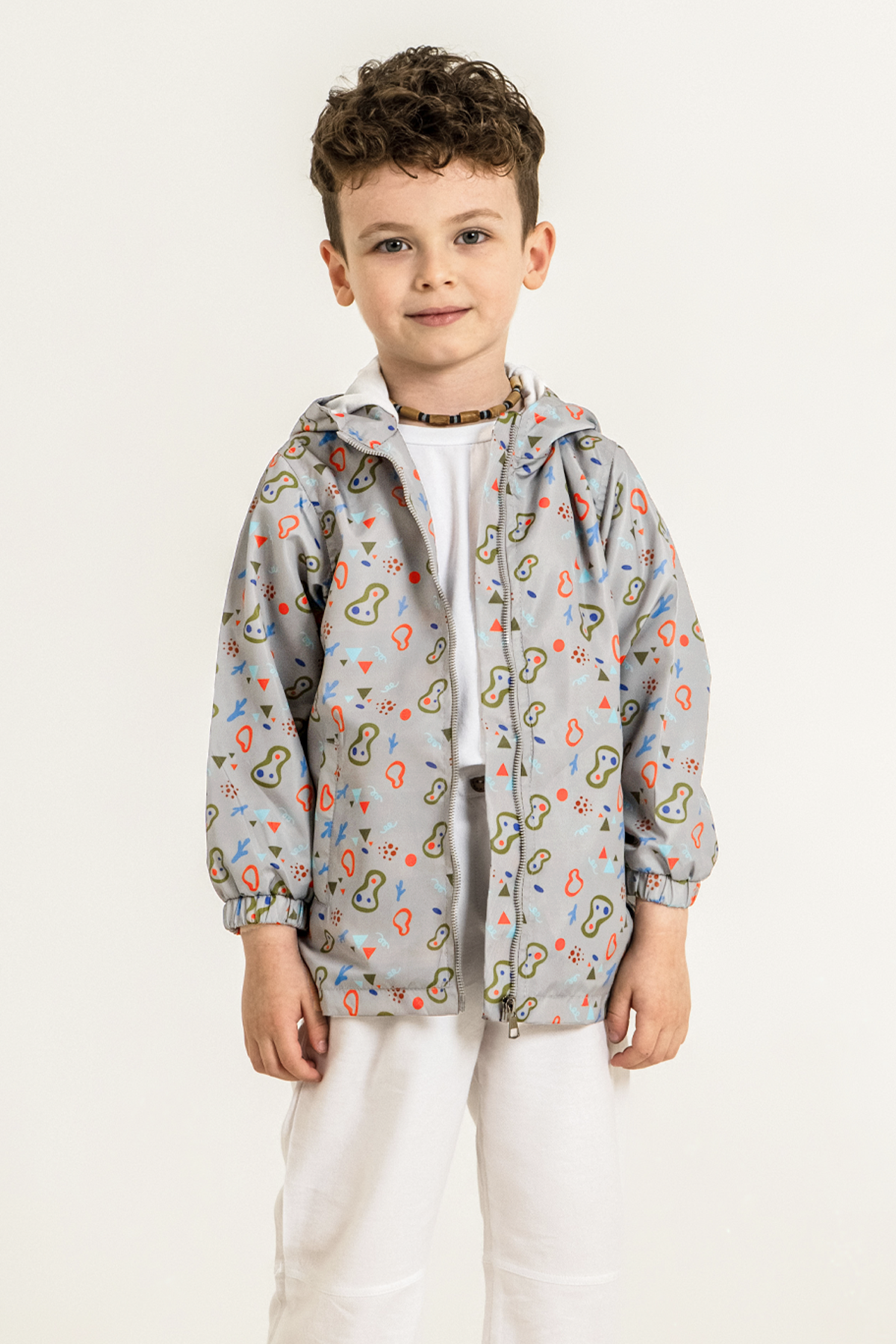 Unisex Çocuk Kapüşonlu Yağmurluk - Gri