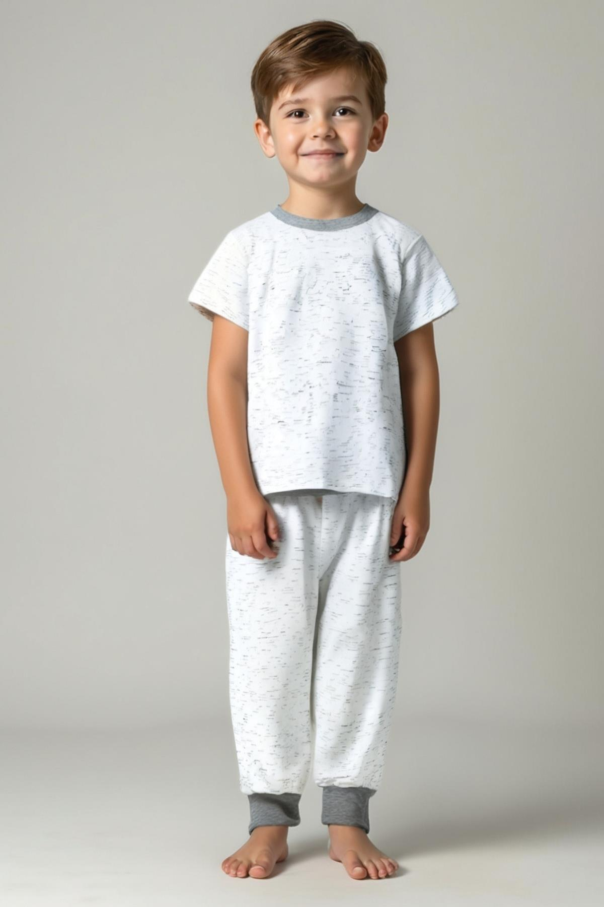 Unisex Çocuk Kırçıllı Pijama Takımı - Antrasit