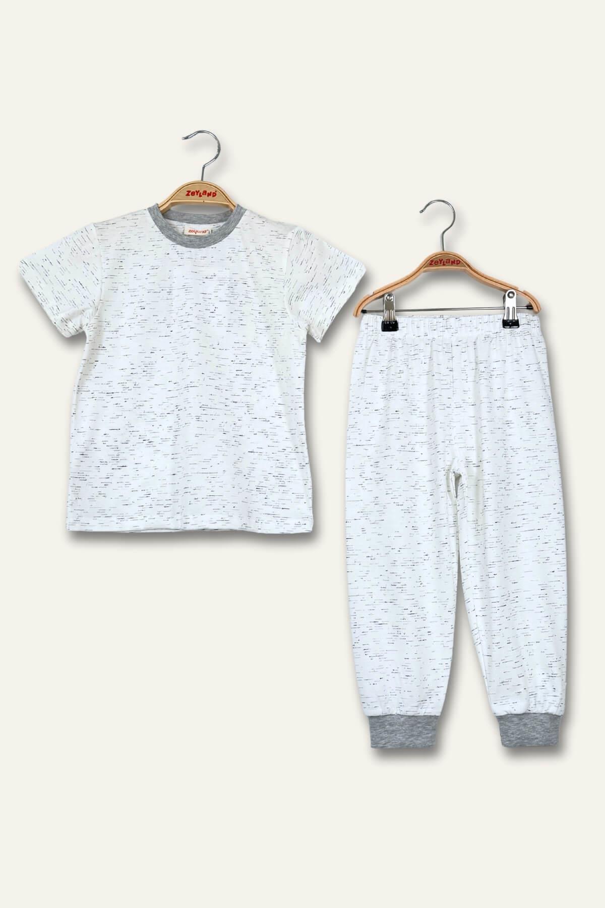 Unisex Çocuk Kırçıllı Pijama Takımı - Antrasit