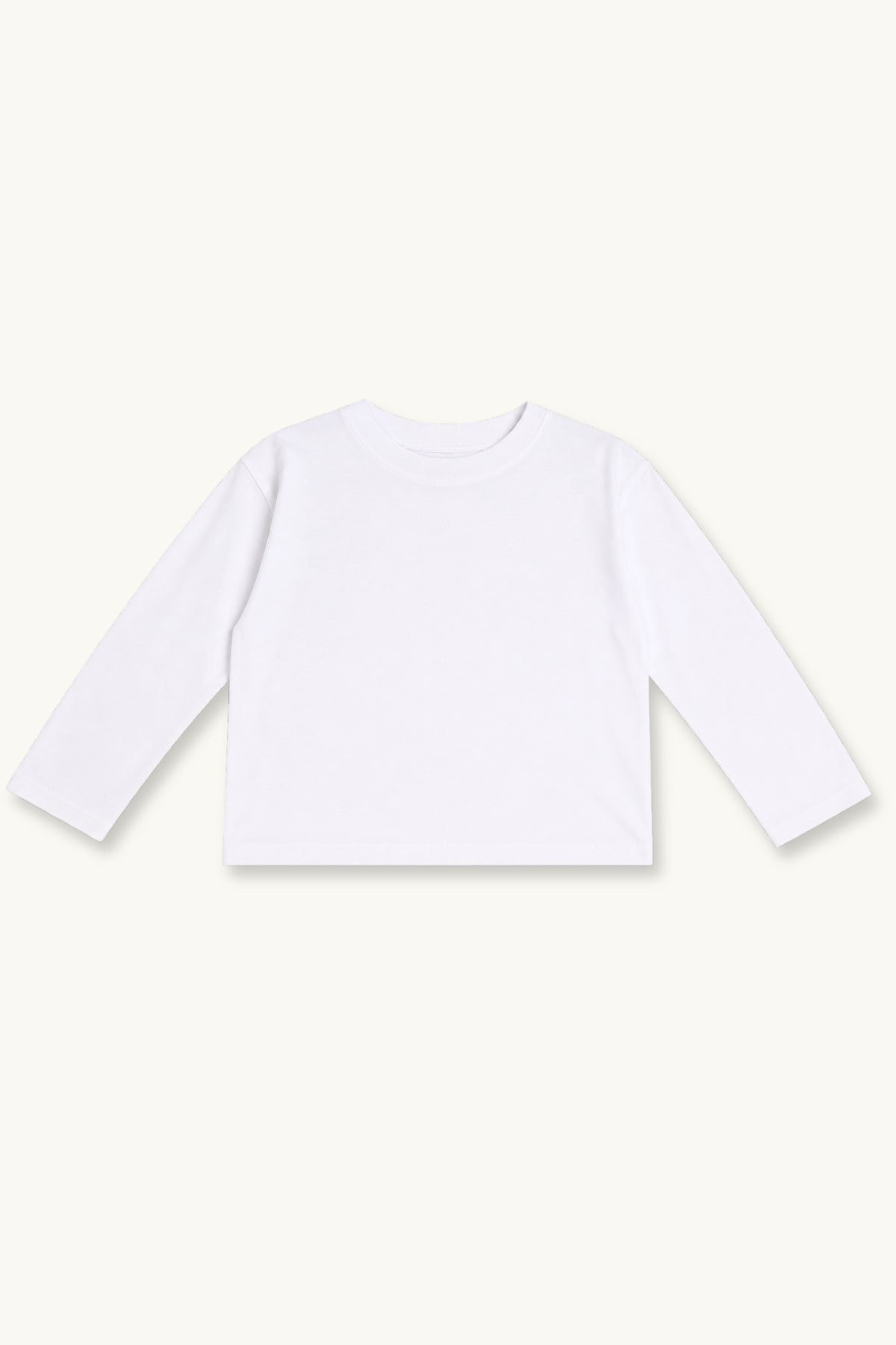 Unisex Çocuk Uzun Kollu Basic T-Shirt - Beyaz