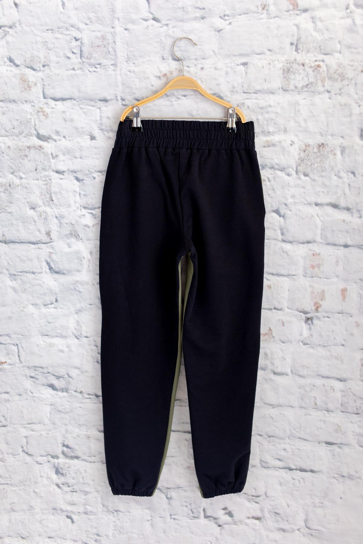 Unisex Çocuk Yazı Baskılı Eşofman Altı - Haki