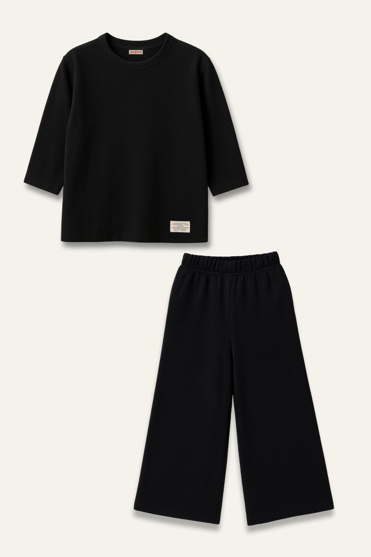 Unisex Çocuk Yumoş İkili Takım - Siyah