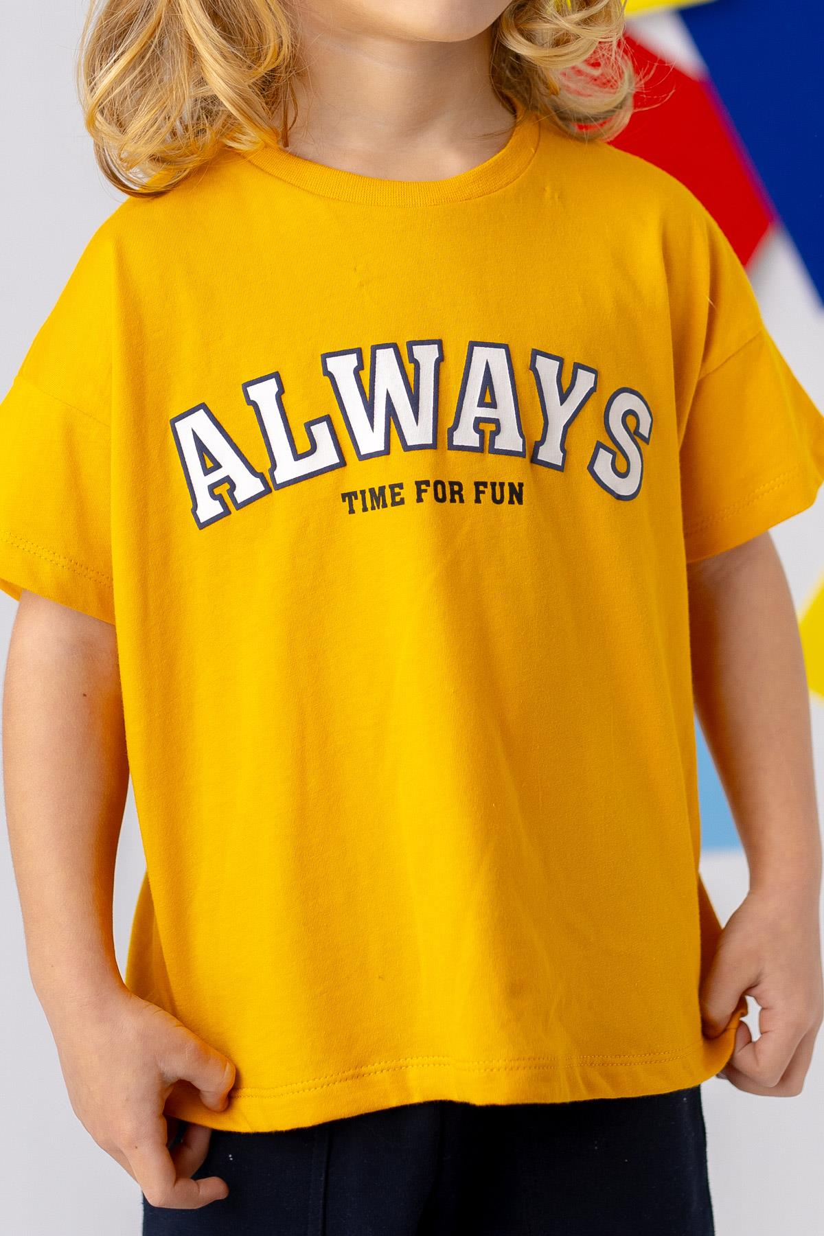 Unisex Kabartma Baskılı Basic T-shirt