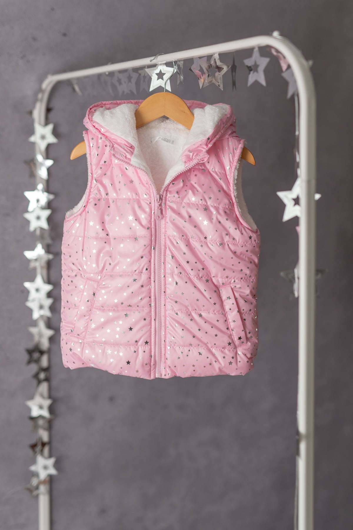 Yildiz Baskili Pelus Astarli Sisme Yelek (5-12yas)