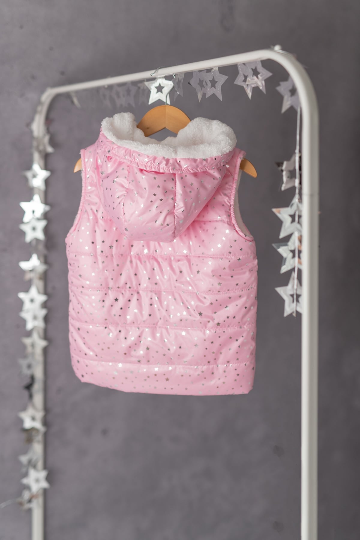 Yildiz Baskili Pelus Astarli Sisme Yelek (5-12yas)