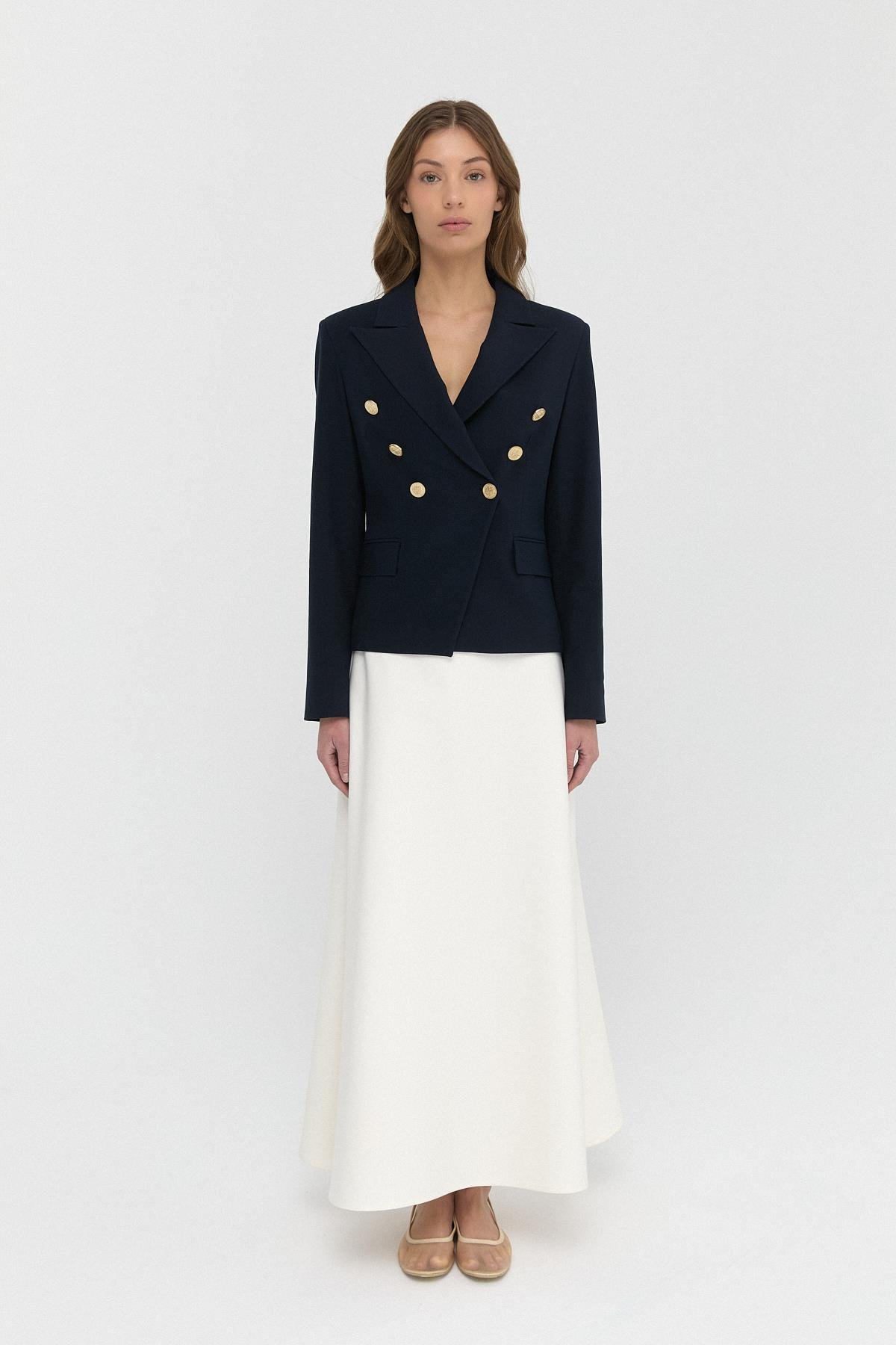 Kruvaze Kısa Blazer Ceket{KATEGORİ}