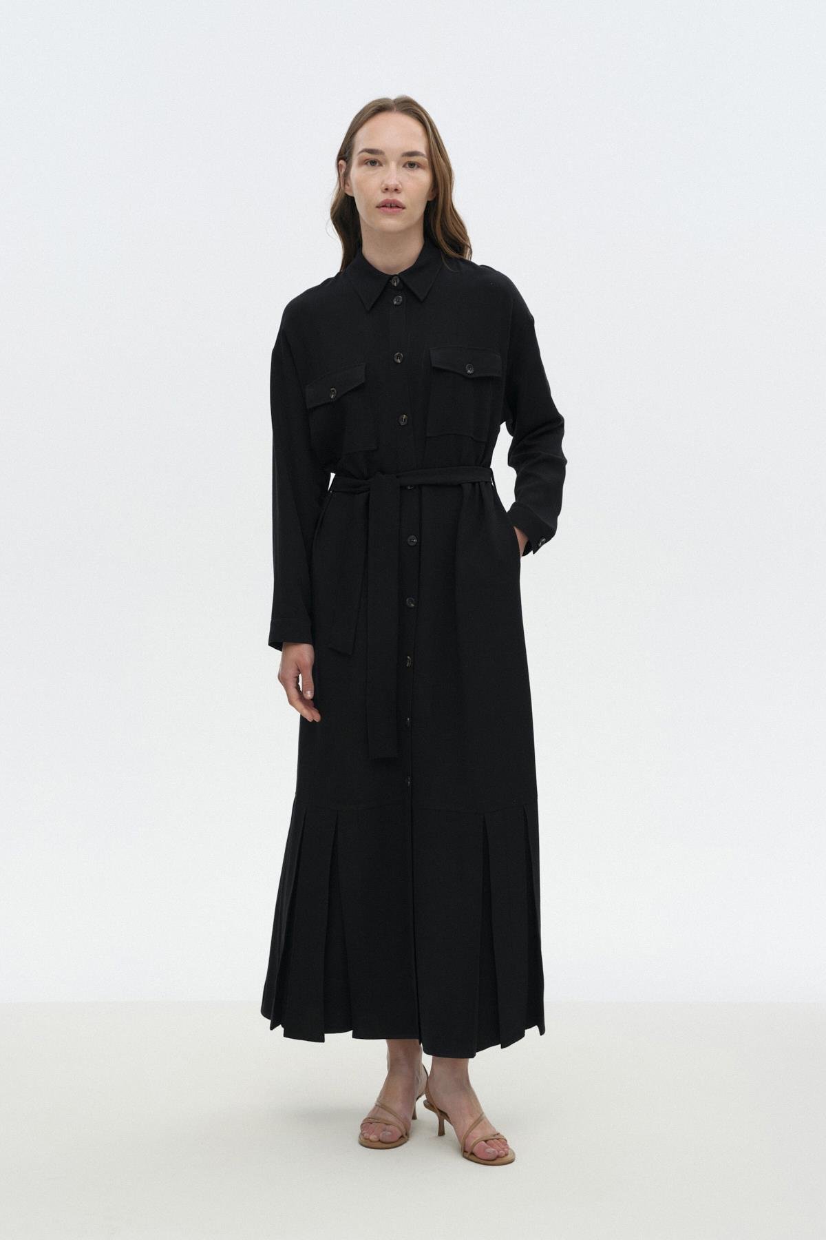 Pili Detaylı Gömlek Elbise{KATEGORİ}