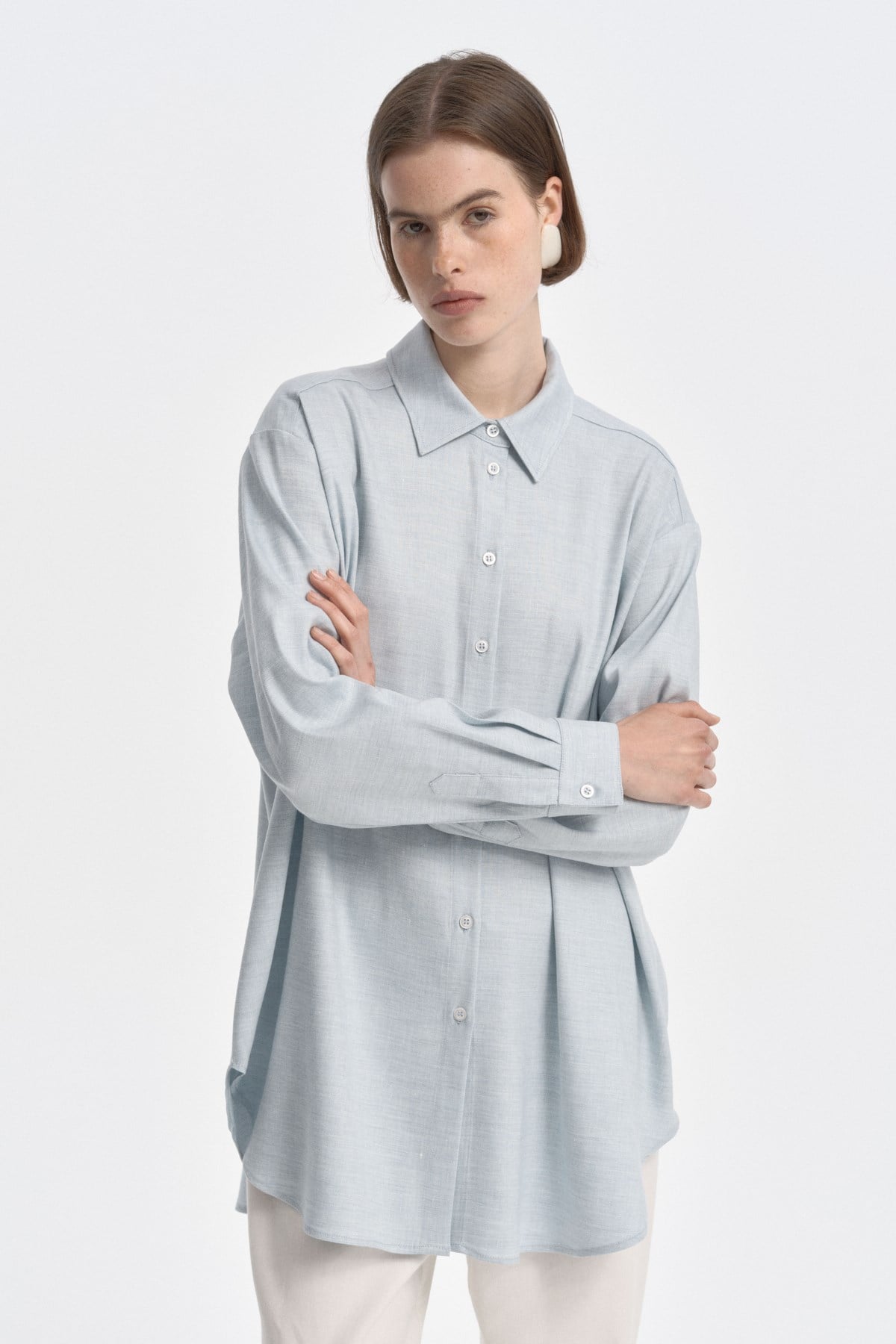 Relaxed Fit Uzun Gömlek AÇIK MAVİ{KATEGORİ}