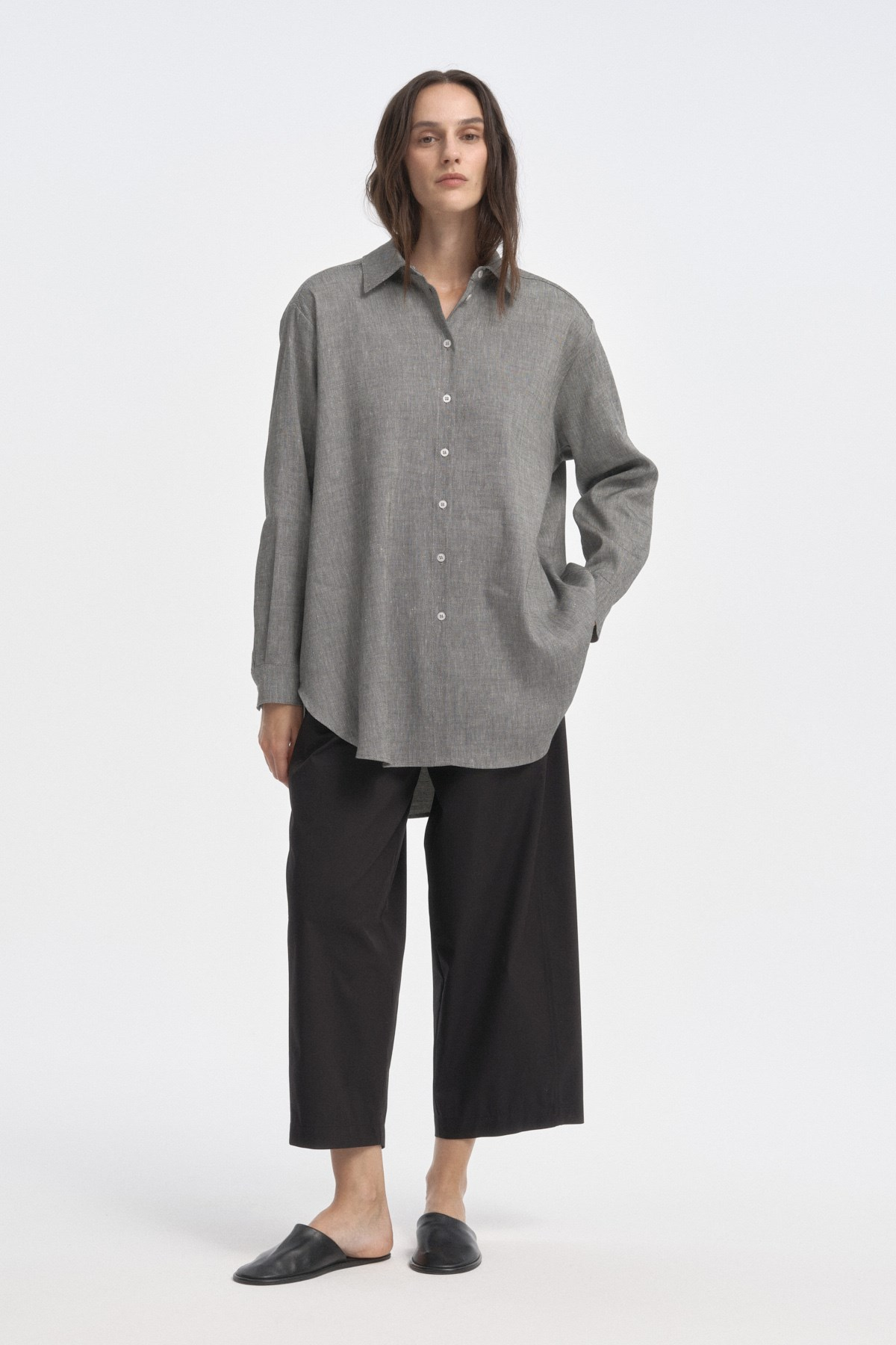 Relaxed Fit Uzun Gömlek GRİ{KATEGORİ}