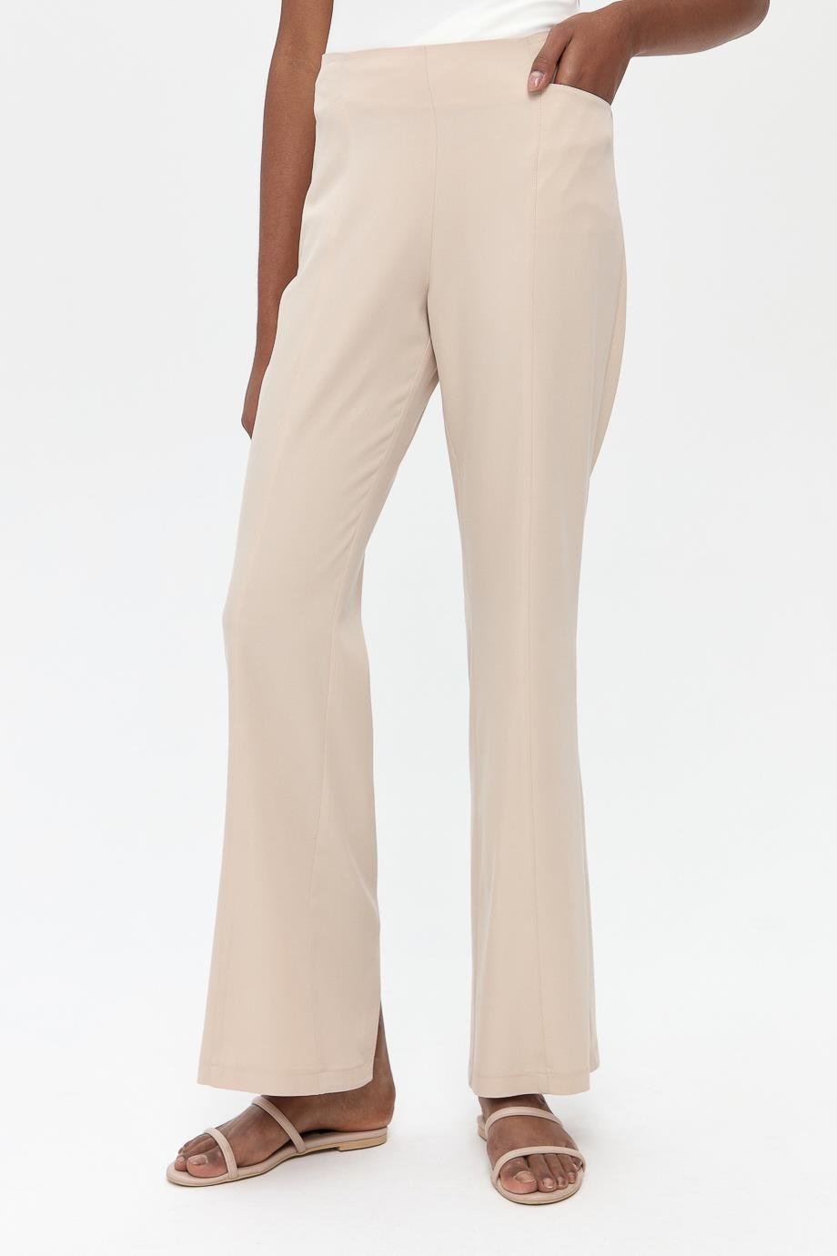 Tensel Karışımlı Yırtmaçlı Pantolon{KATEGORİ}