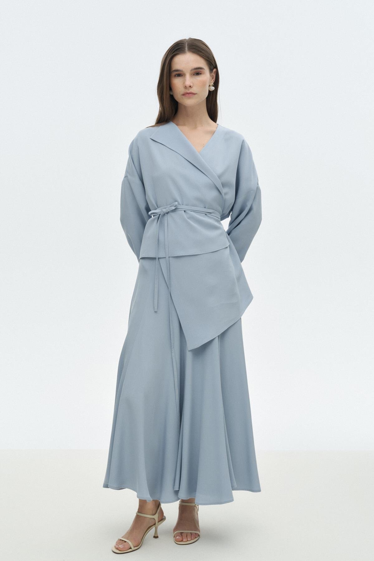 Asimetrik Tensel Bluz MAVİ{KATEGORİ}