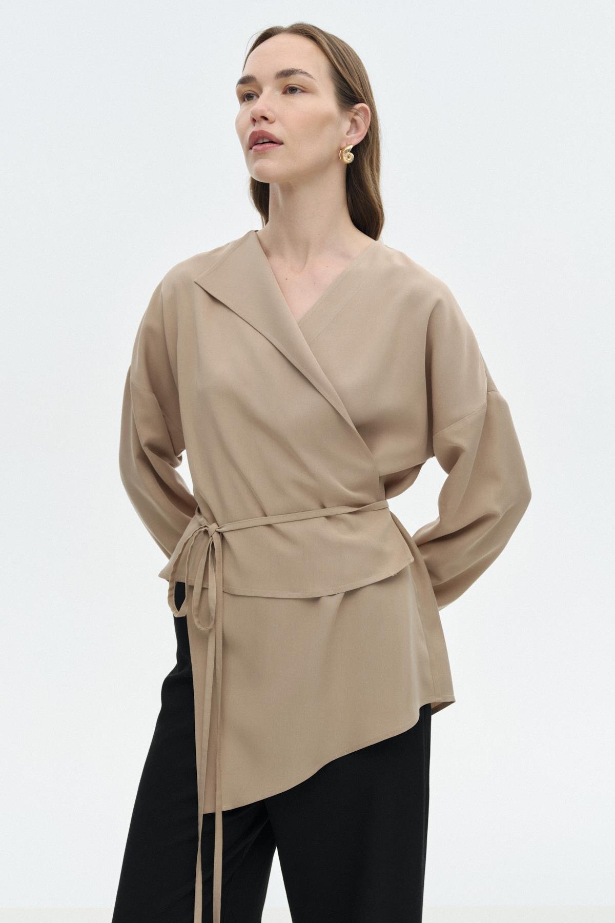 Asimetrik Tensel Bluz BEJ{KATEGORİ}
