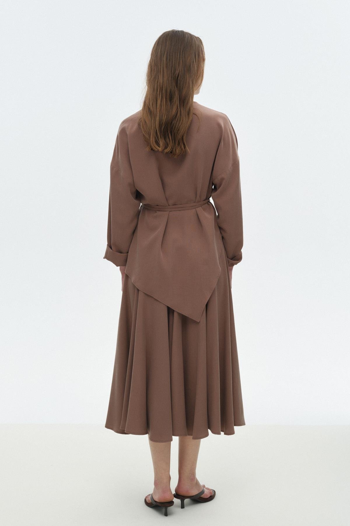 Asimetrik Tensel Bluz KAHVERENGİ{KATEGORİ}