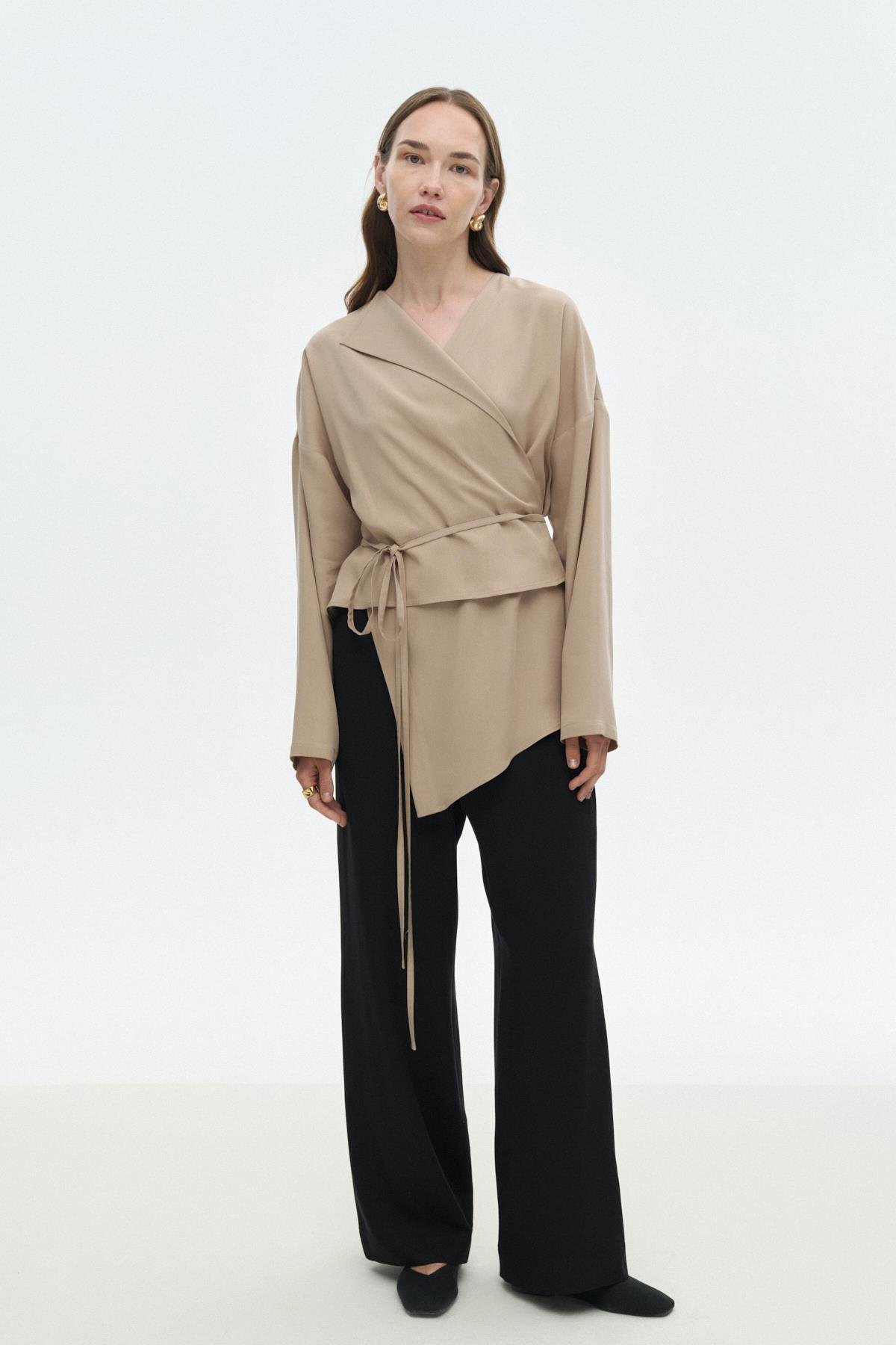 Asimetrik Tensel Bluz BEJ{KATEGORİ}