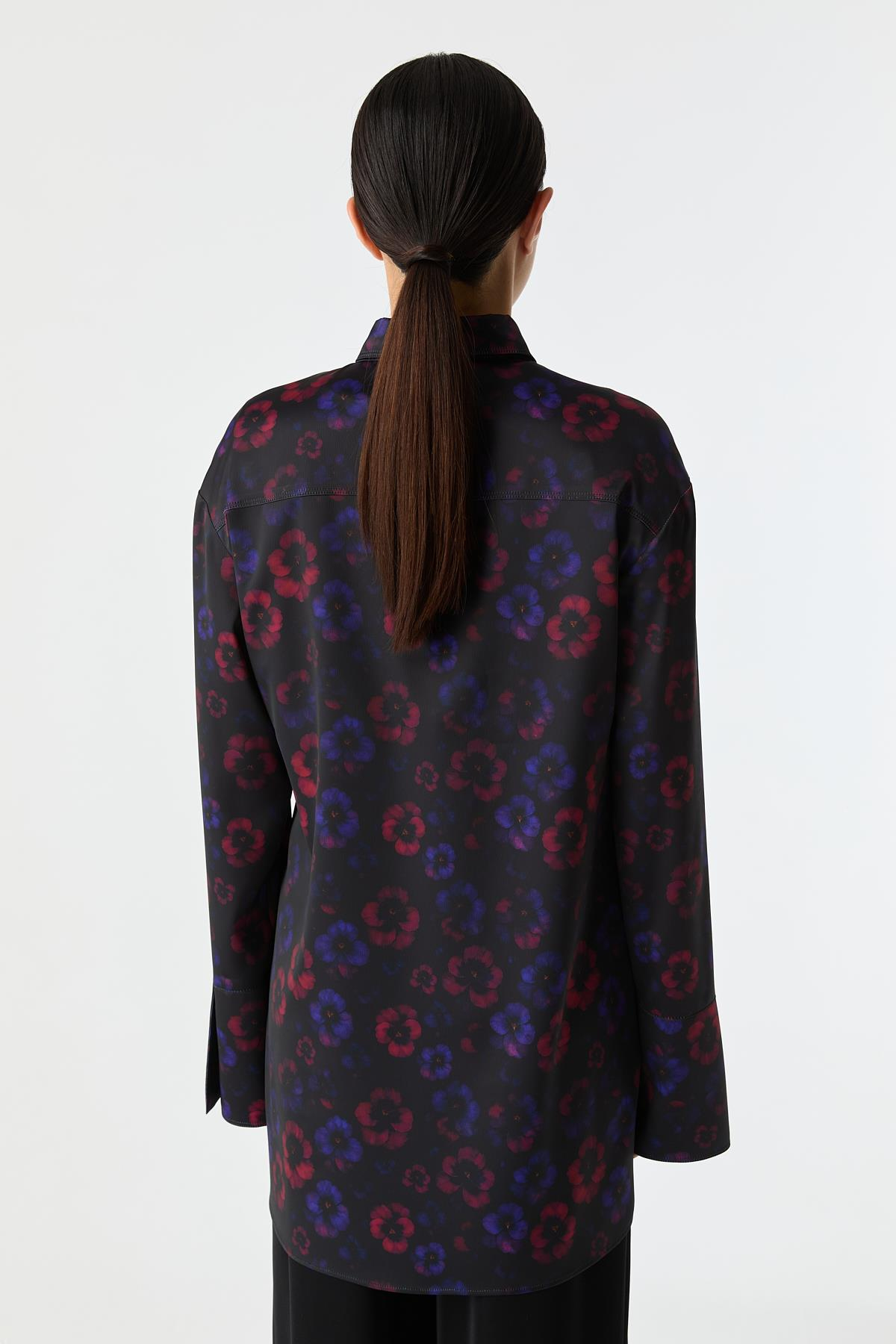 Bağ Detaylı Desenli Gömlek{KATEGORİ}