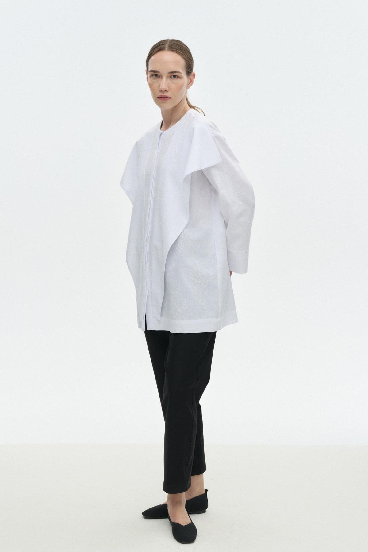 Büyük Yakalı Brode Gömlek BEYAZ{KATEGORİ}