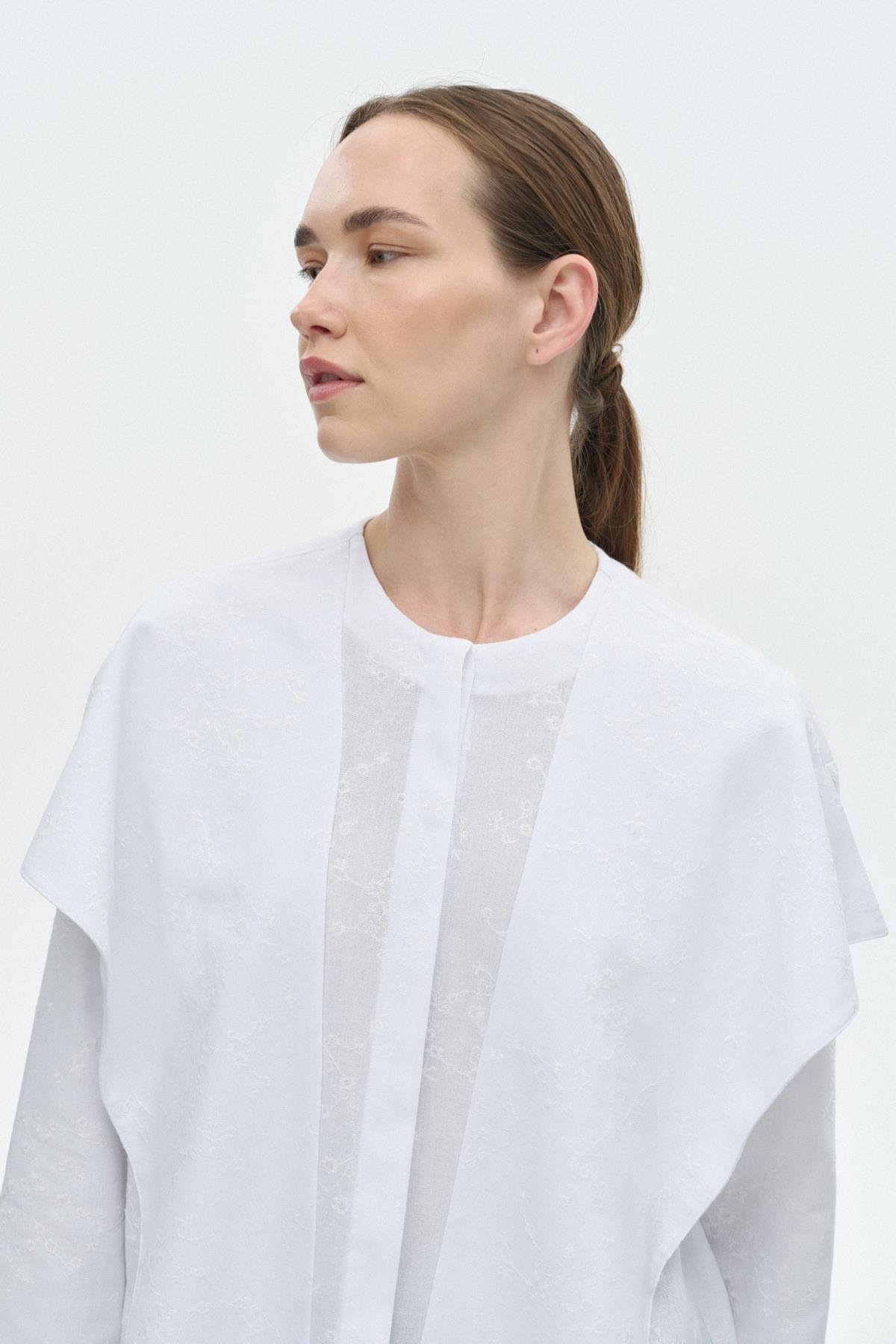 Büyük Yakalı Brode Gömlek BEYAZ{KATEGORİ}