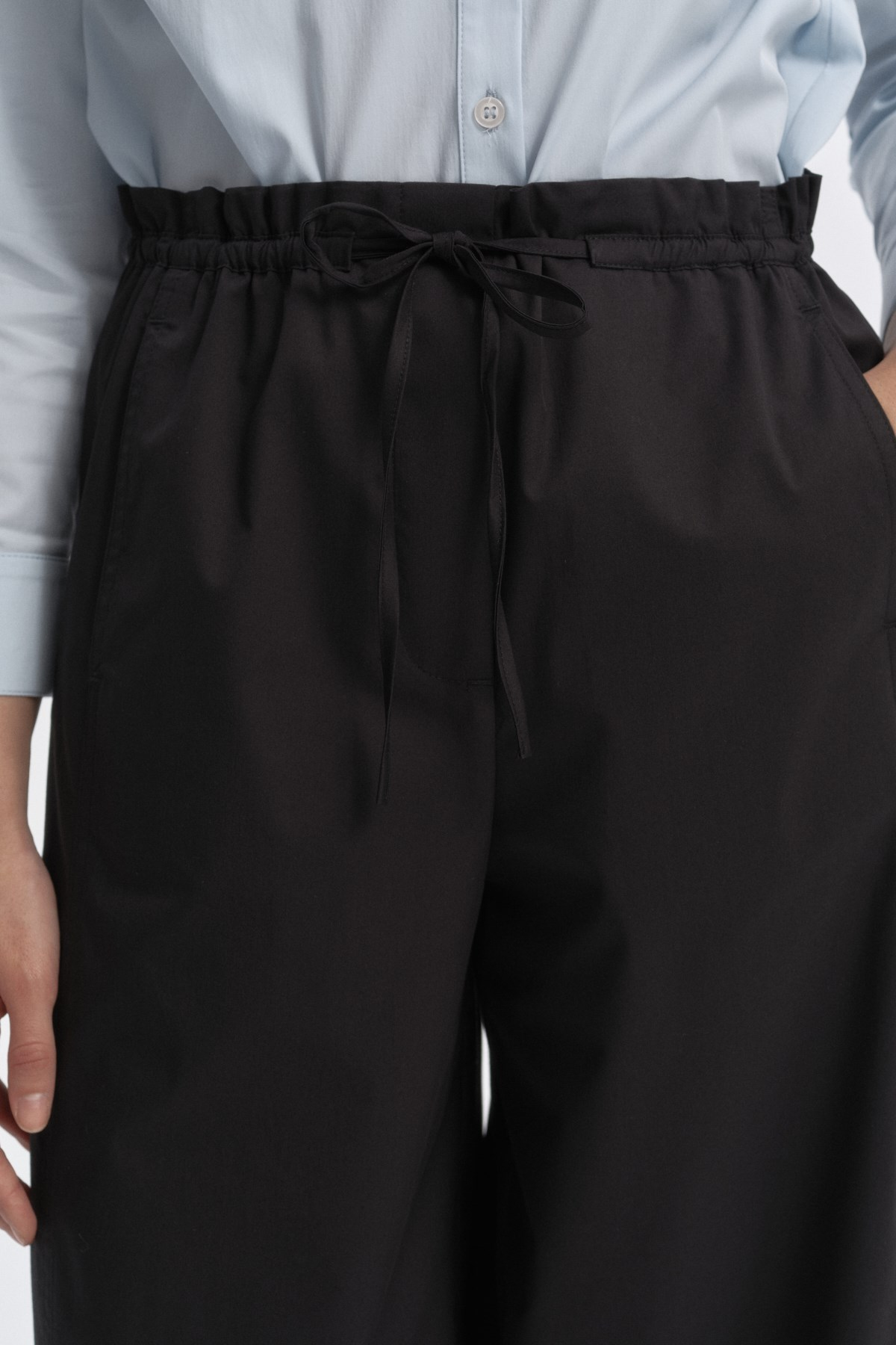 Büzgülü Yüksek Bel Pantolon SİYAH{KATEGORİ}
