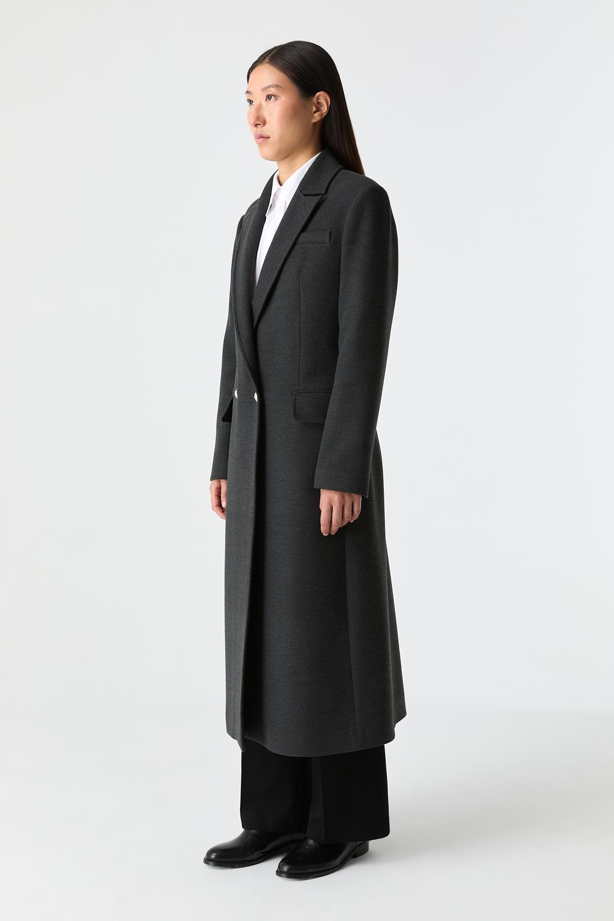 Cepli Düz Kesim Palto GRİ{KATEGORİ}