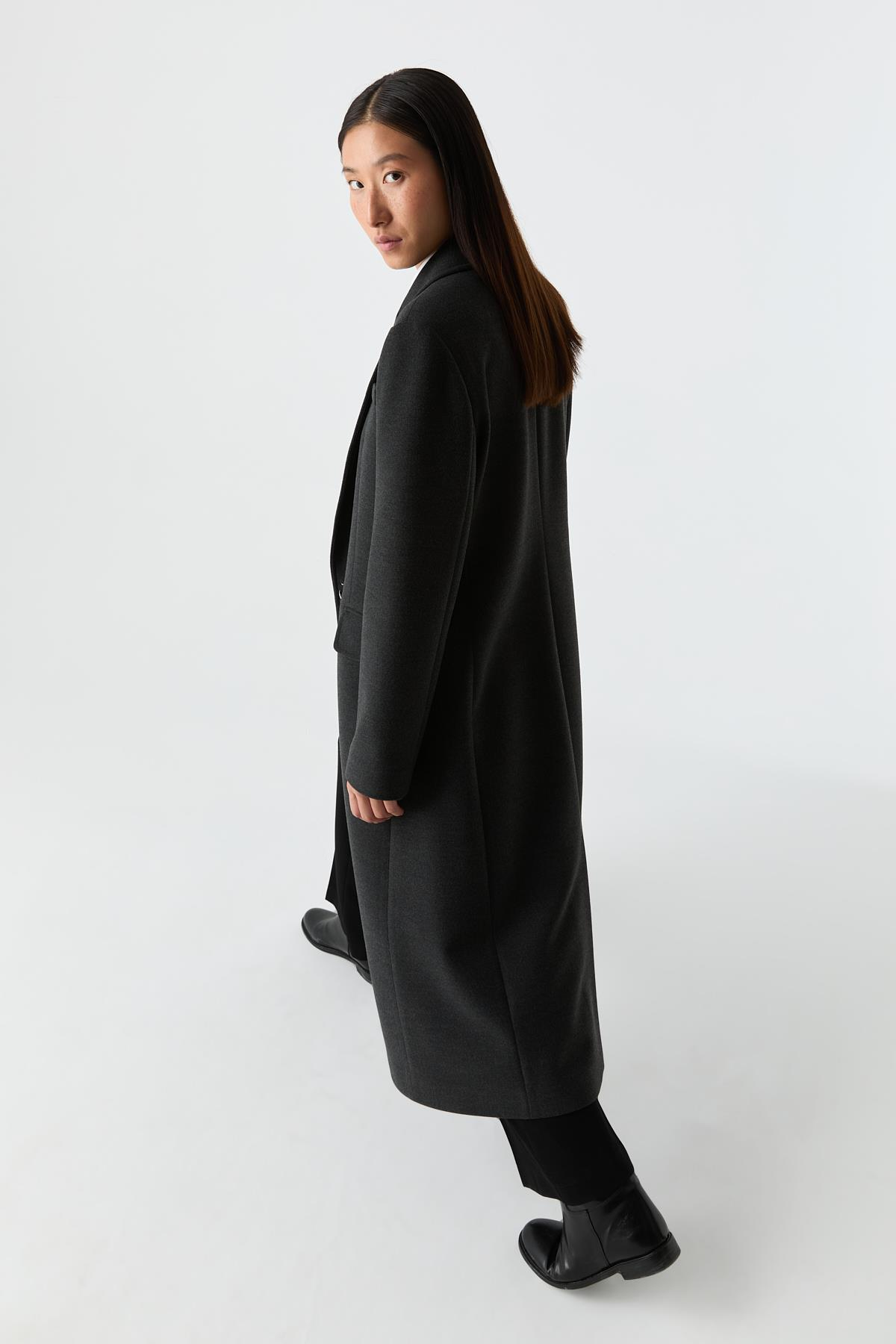 Cepli Düz Kesim Palto GRİ{KATEGORİ}