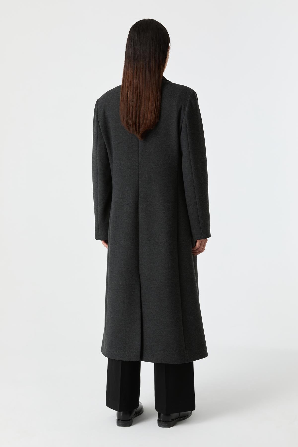 Cepli Düz Kesim Palto GRİ{KATEGORİ}